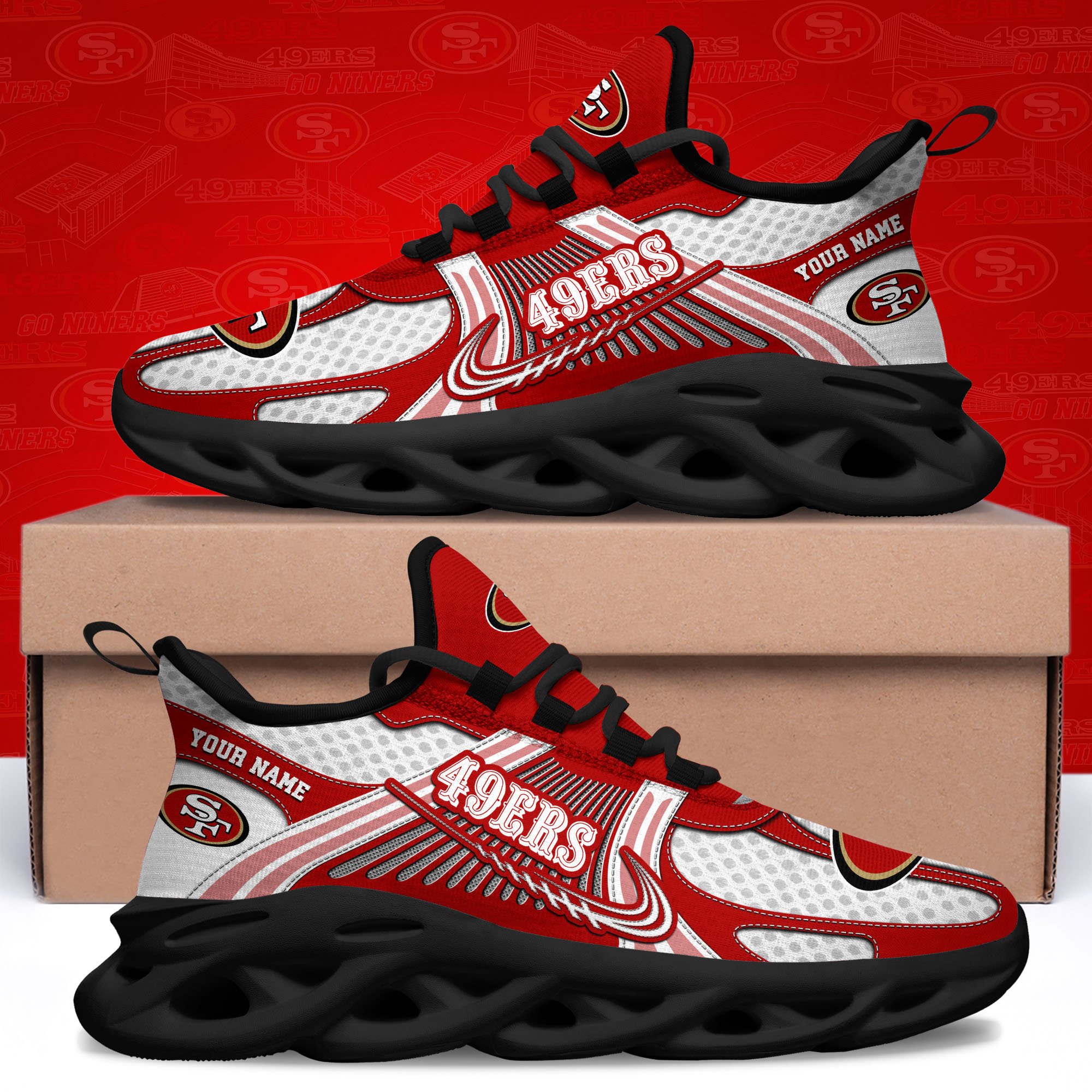 San Francisco 49Ers Clunky Sneakers Custom Your Name, Sport Sneakers For Fans, Gifts For Sport Lovers, Gift For Dad