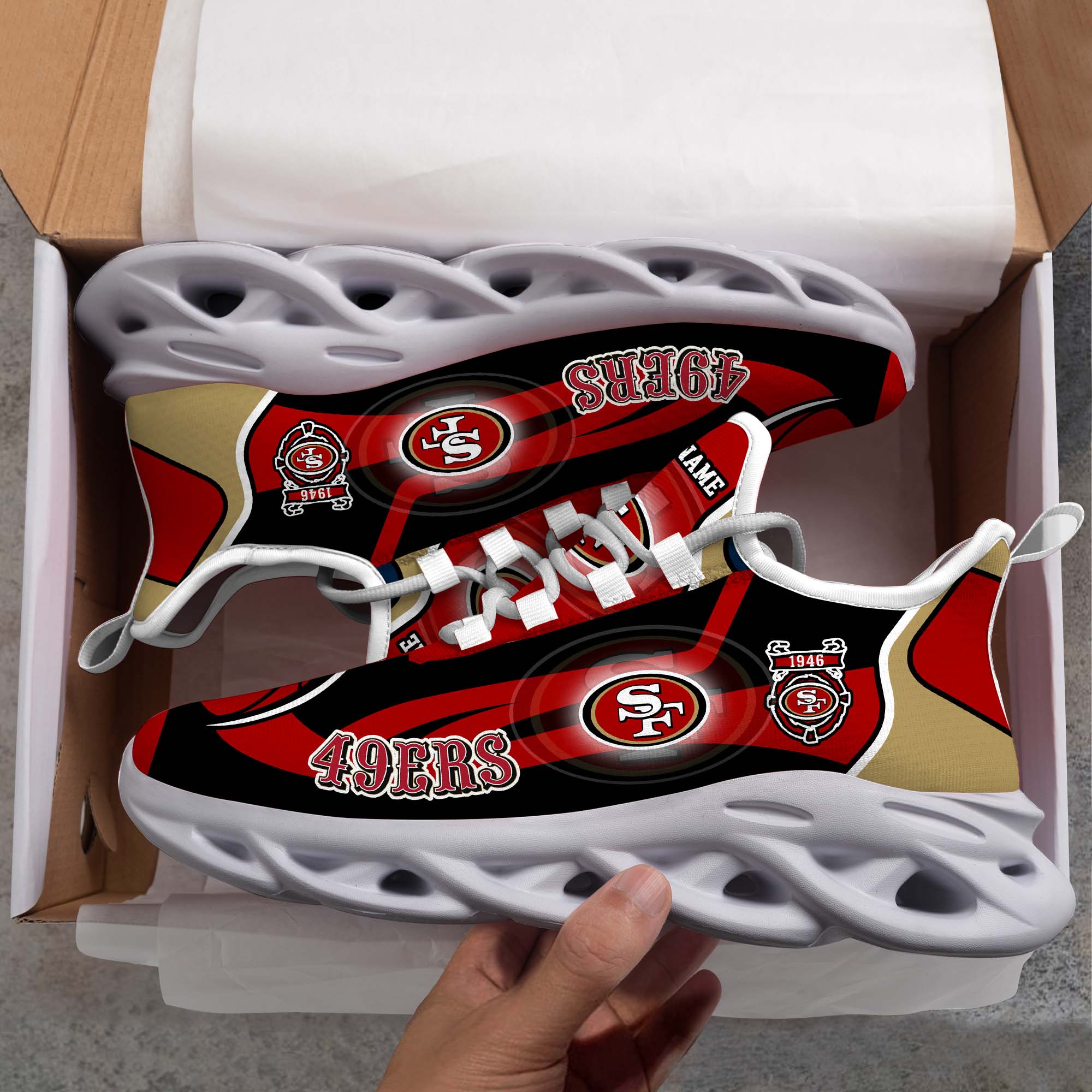 San Francisco 49Ers White C Sneakers 2026 Version Personalized Your Name 090