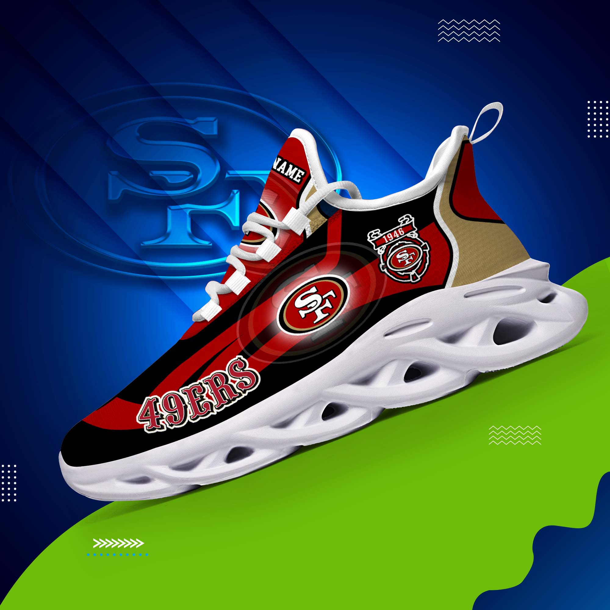 San Francisco 49Ers White C Sneakers 2026 Version Personalized Your Name 090