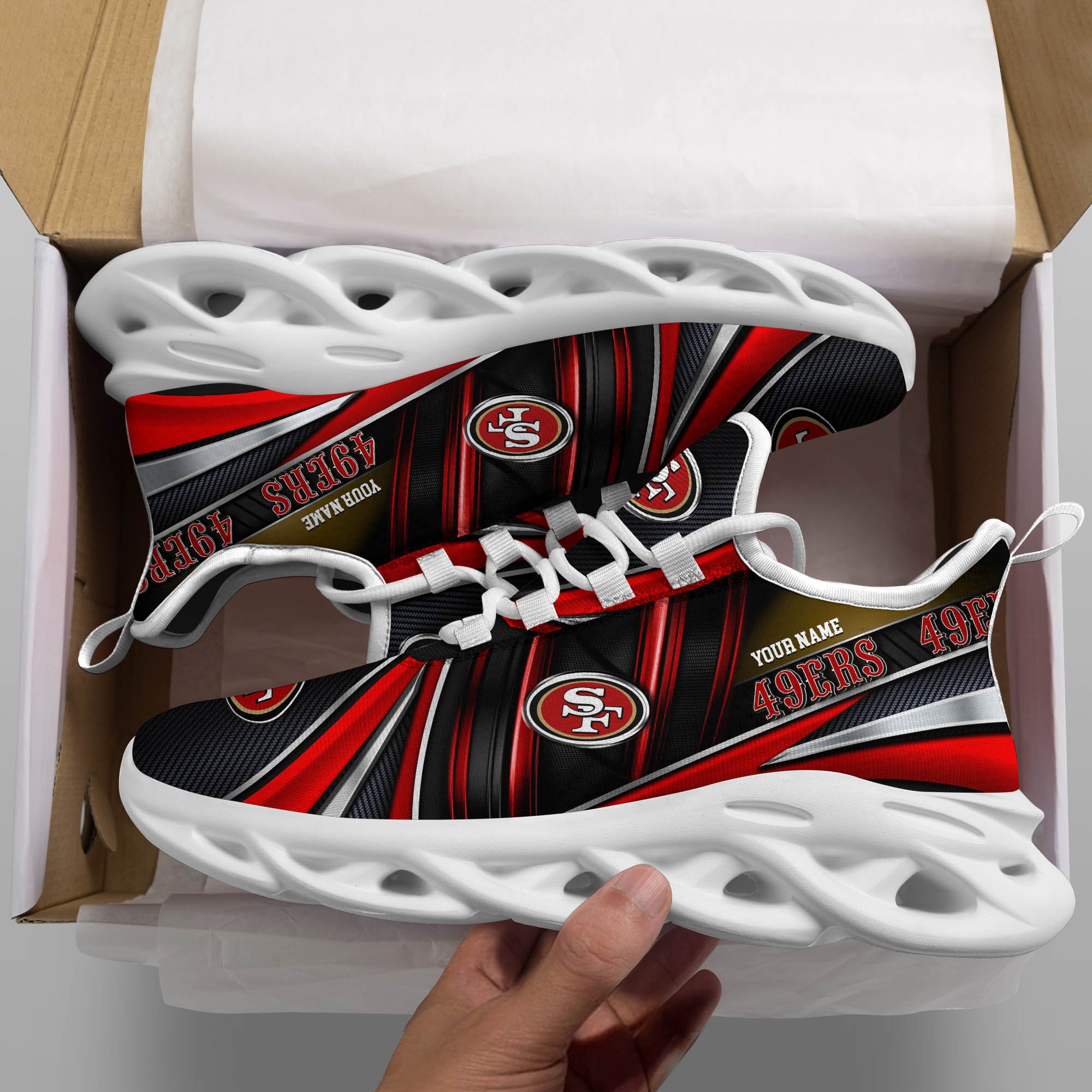 San Francisco 49Ers White C Sneakers 2026 Version Personalized Your Name, Sport Team Sneakers, Sport Gifts PH892