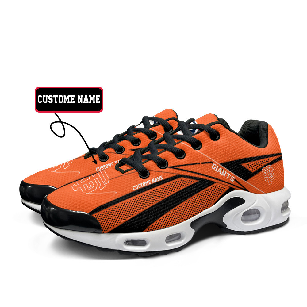 San Francisco Giants Personalized Name Team Colors Supersonic Line Pattern TN Air Max Shoes Air Cushion Sneakers