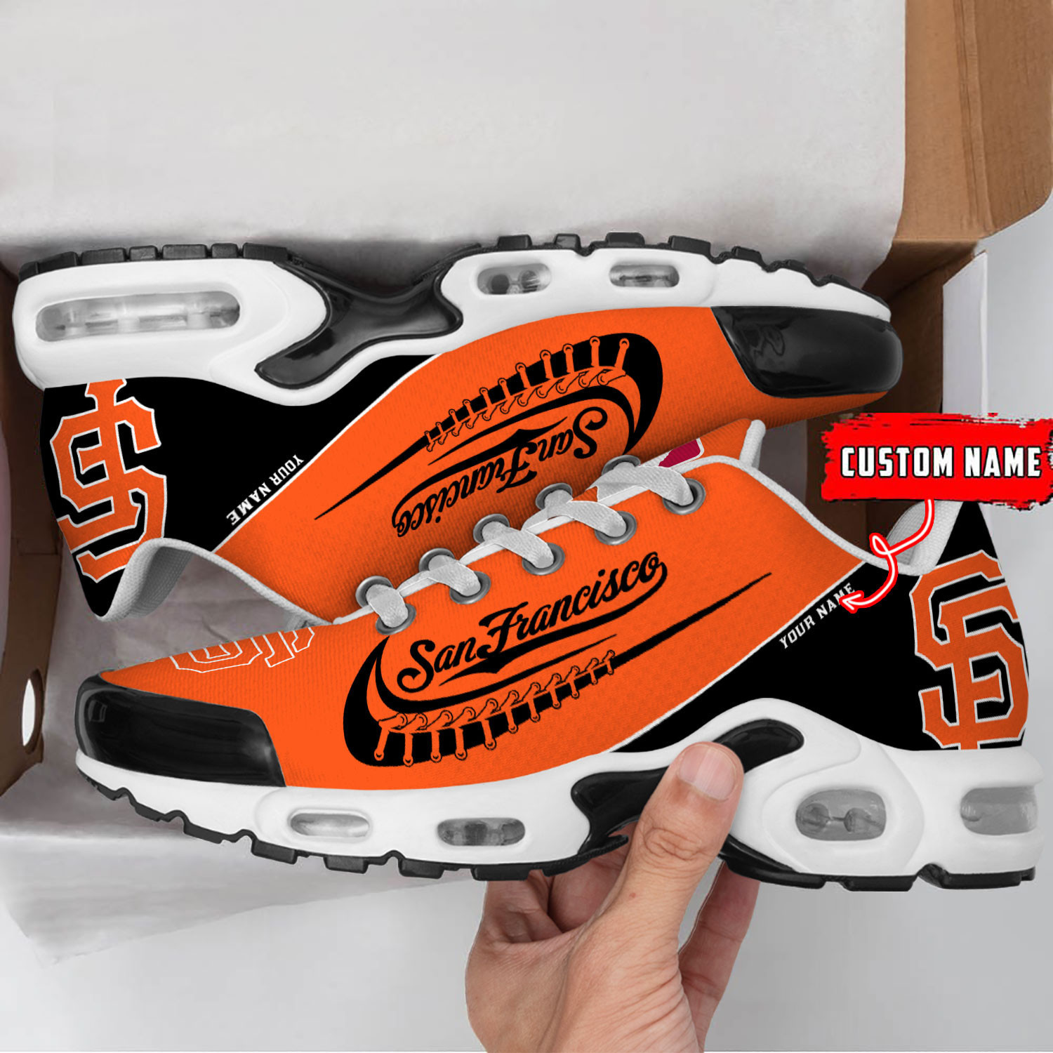 San Francisco Giants Team Logo Baseball God Wings Air Max Shoes Sneaker