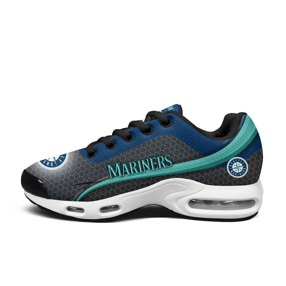 Seattle Mariners Personalized Name Team Colors Wave Line Beehive Pattern TN Air Max Shoes Air Cushion Sneakers