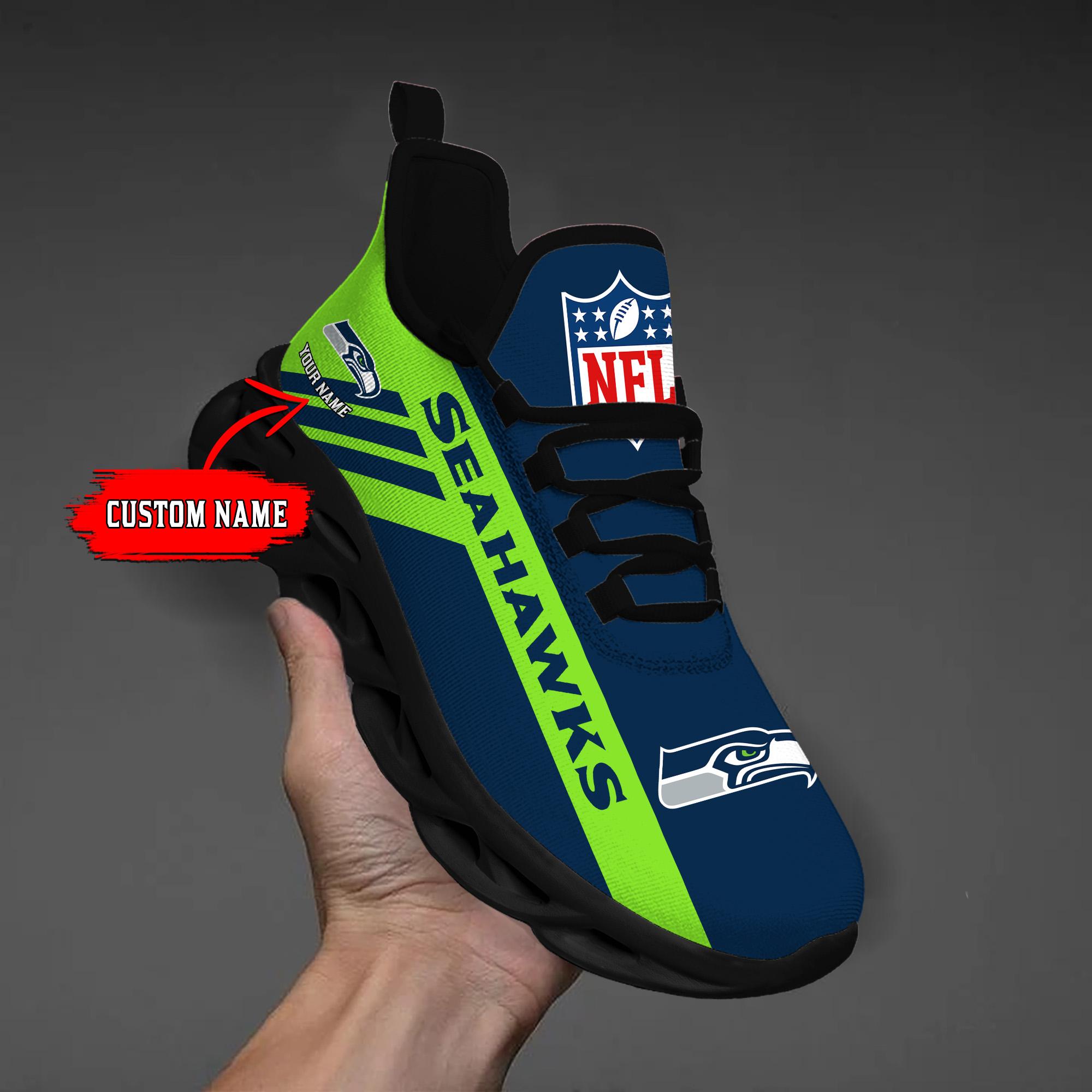 Seattle Seahawks Black Max Soul Shoes 2026 Versions Custom Name 635