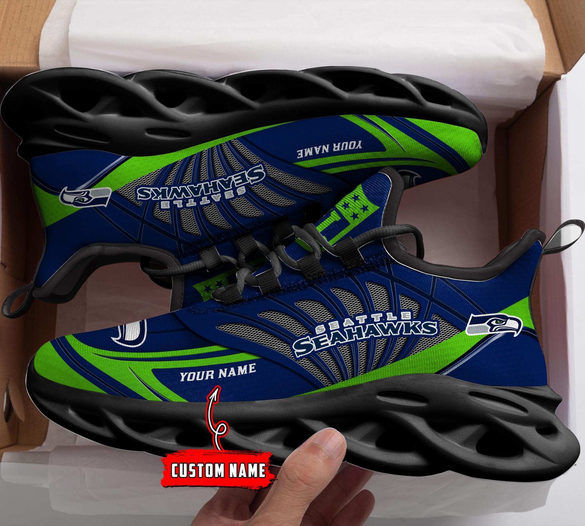 Seattle Seahawks Black Max Soul Shoes 2026 Versions Custom Name 637