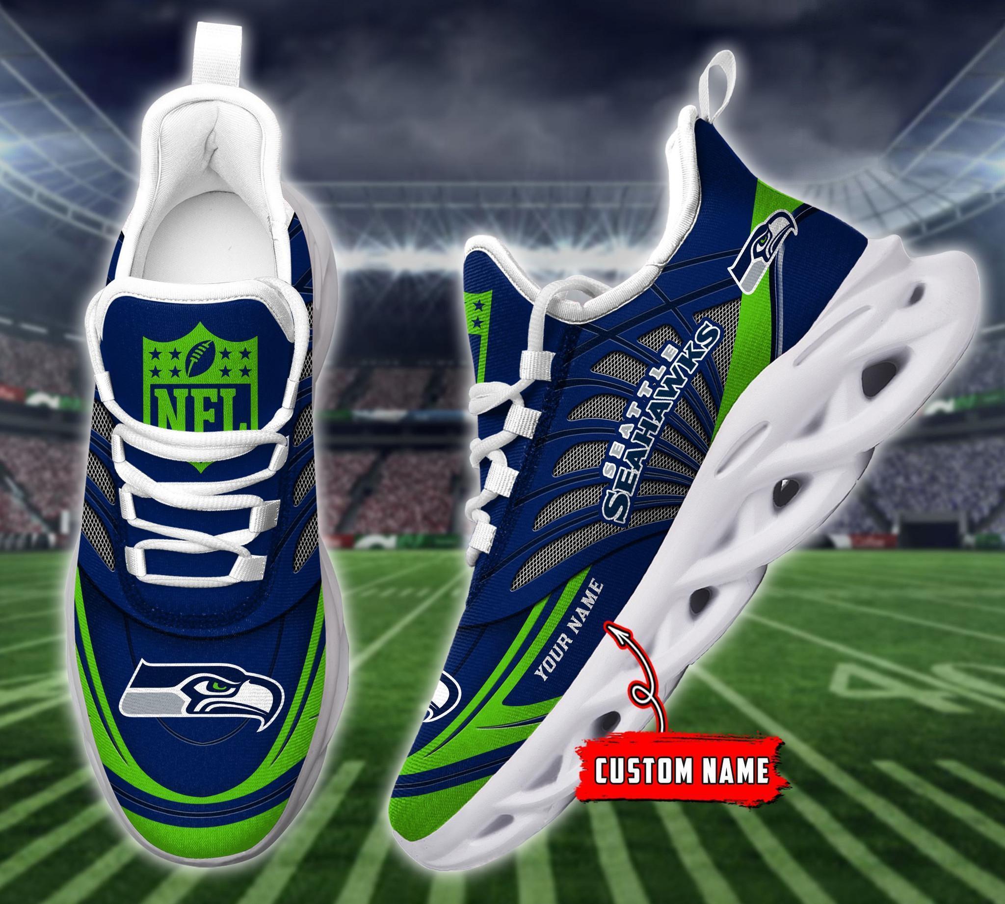 Seattle Seahawks Black Max Soul Shoes 2026 Versions Custom Name 637