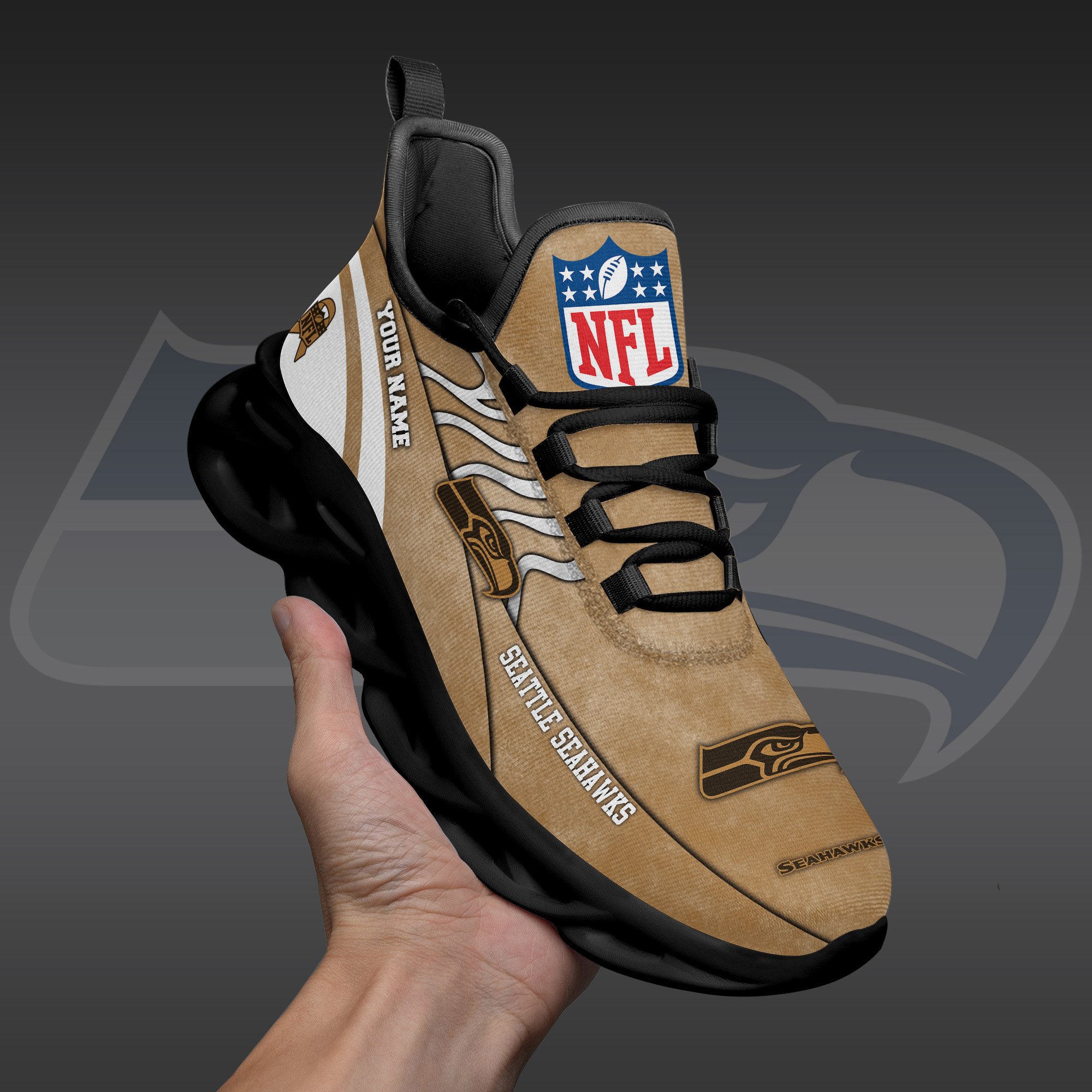 Seattle Seahawks Black Max Soul Shoes 2026 Versions Custom Your Name And Number 264