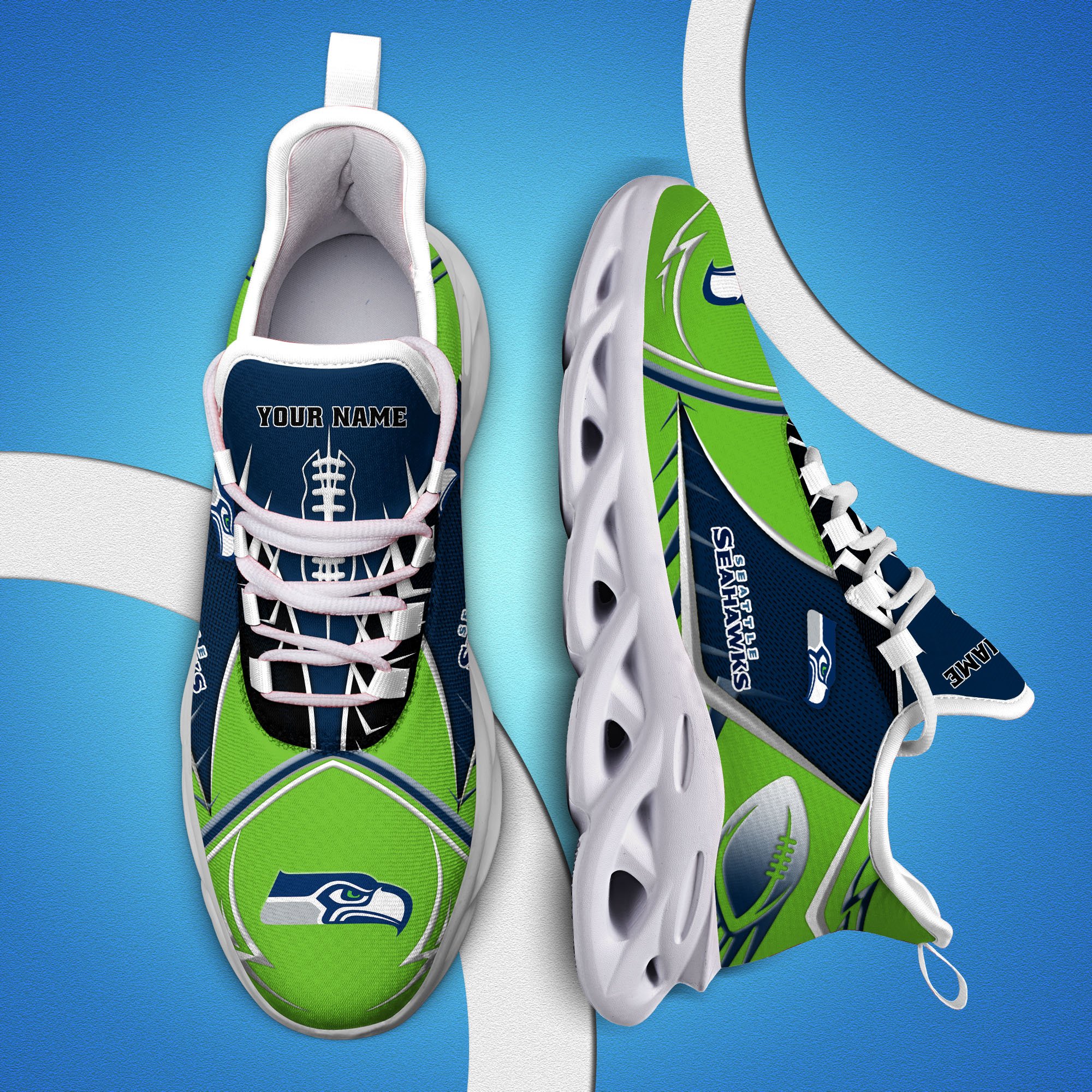 Seattle Seahawks Sport White C Sneakers 2026 Version Personalized Your Name 528