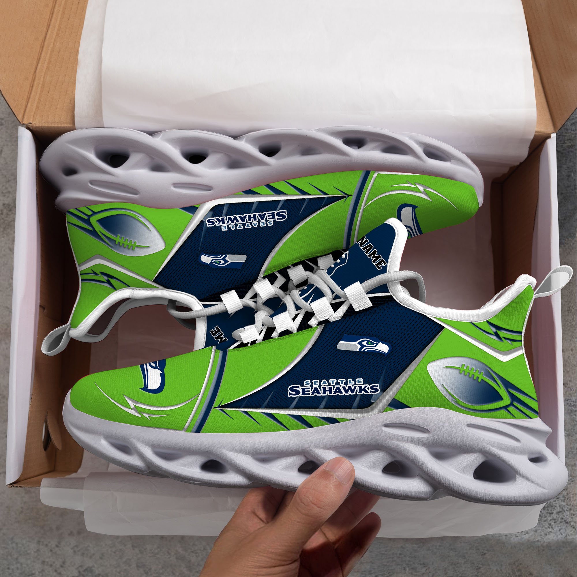 Seattle Seahawks Sport White C Sneakers 2026 Version Personalized Your Name 528
