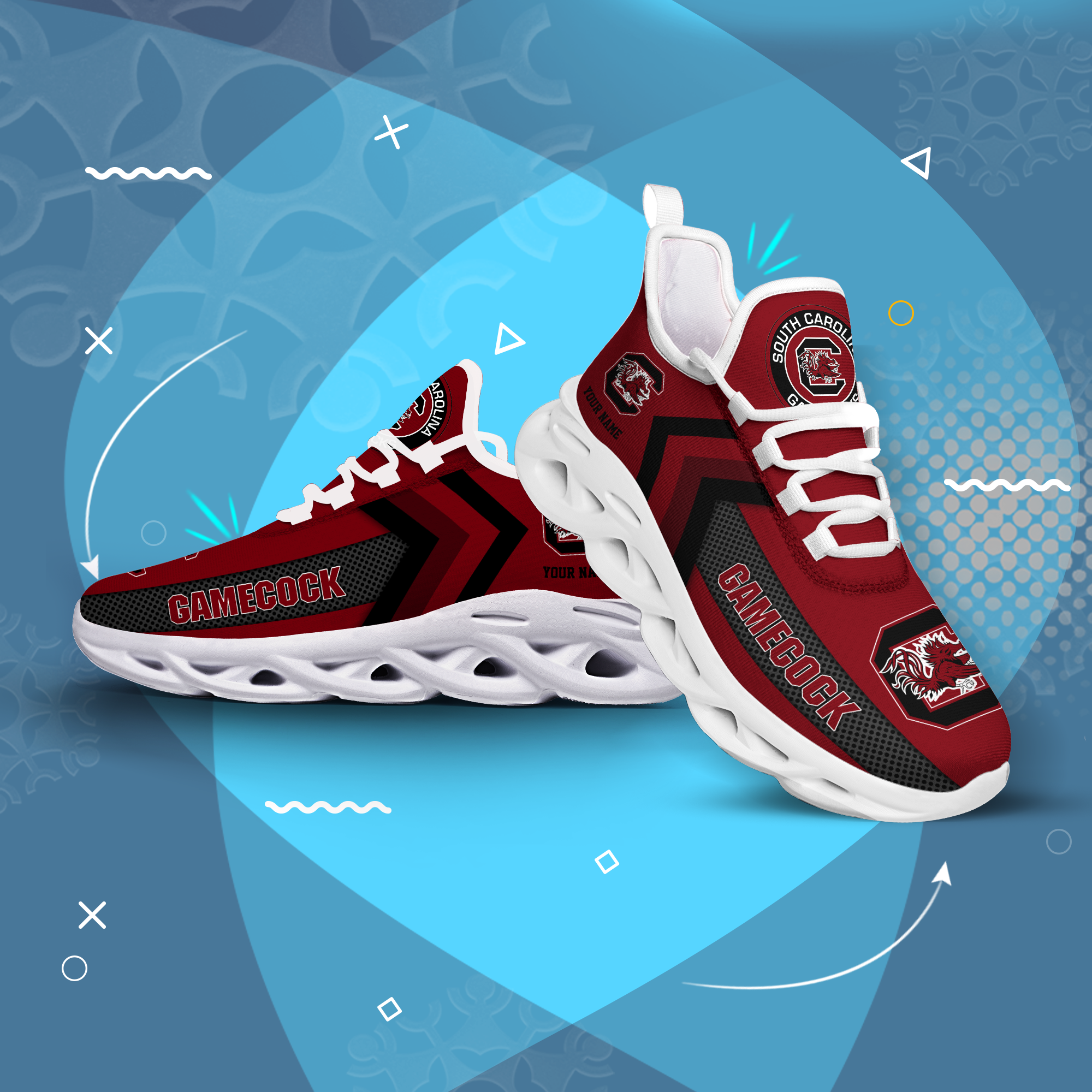 South Carolina Gamecocks Personalized Custom Name Max Soul Shoes DS003