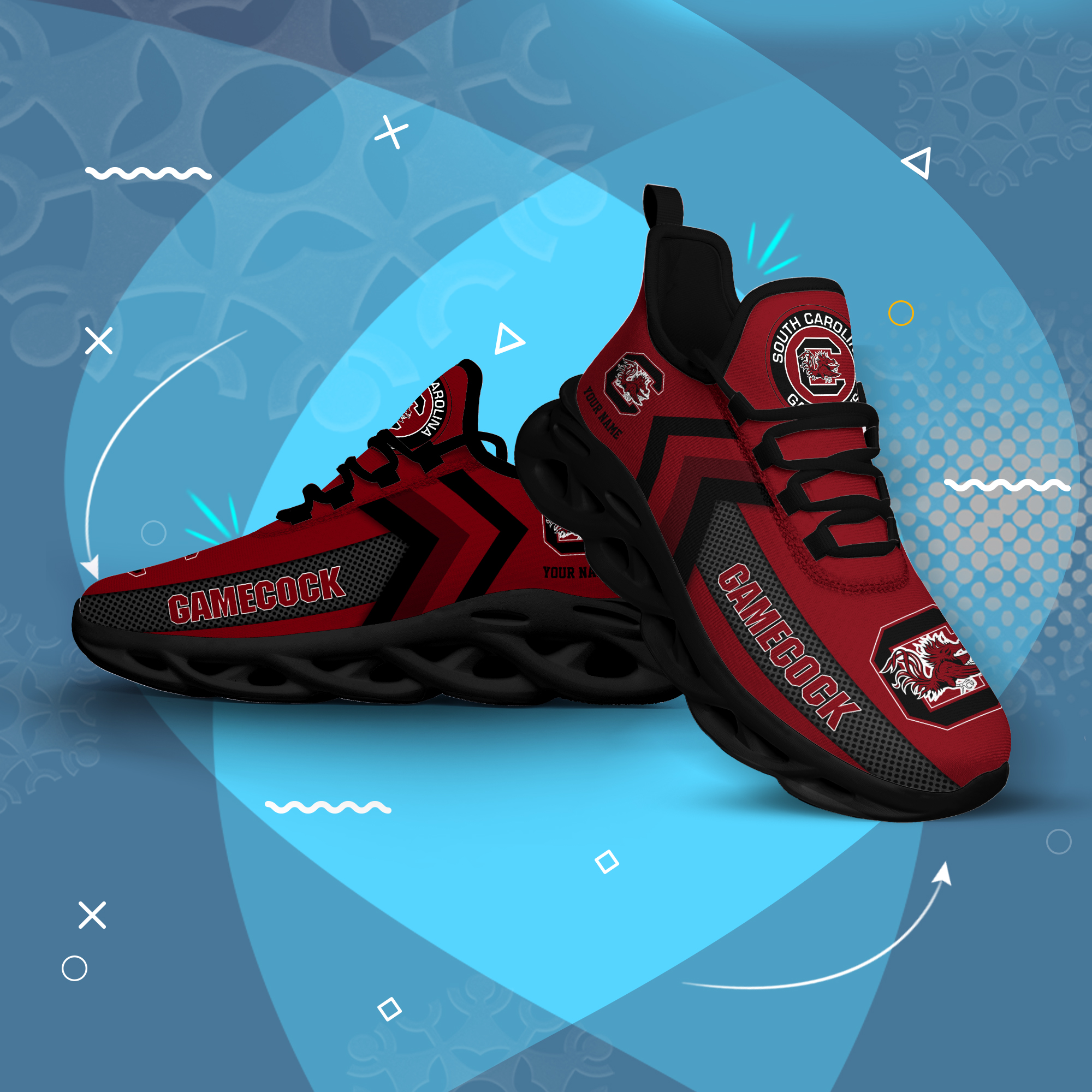 South Carolina Gamecocks Personalized Custom Name Max Soul Shoes DS003