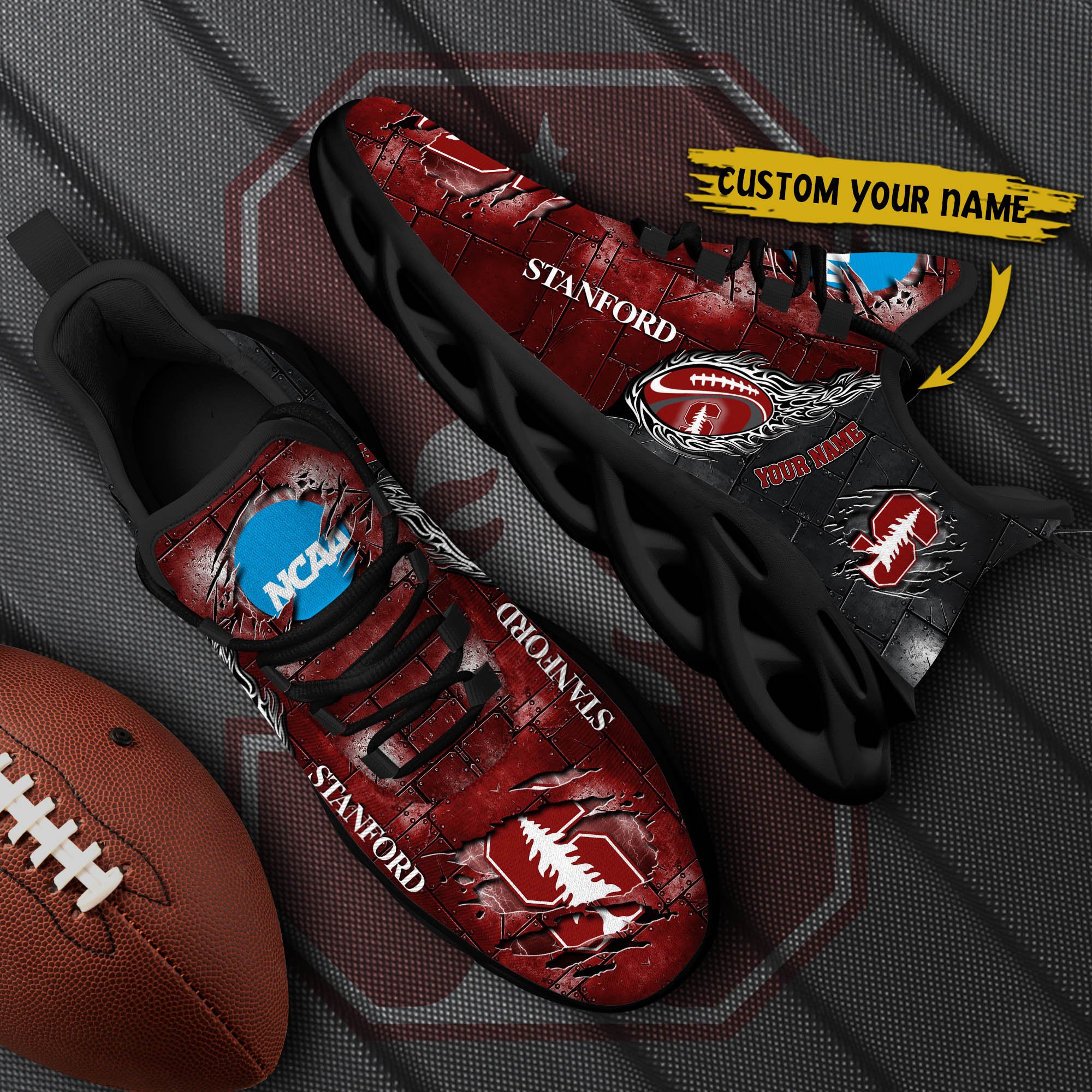 Stanford Cardinal Black Max Soul Shoes 2026 Versions, White Max Soul Shoes Custom Your Name PH879