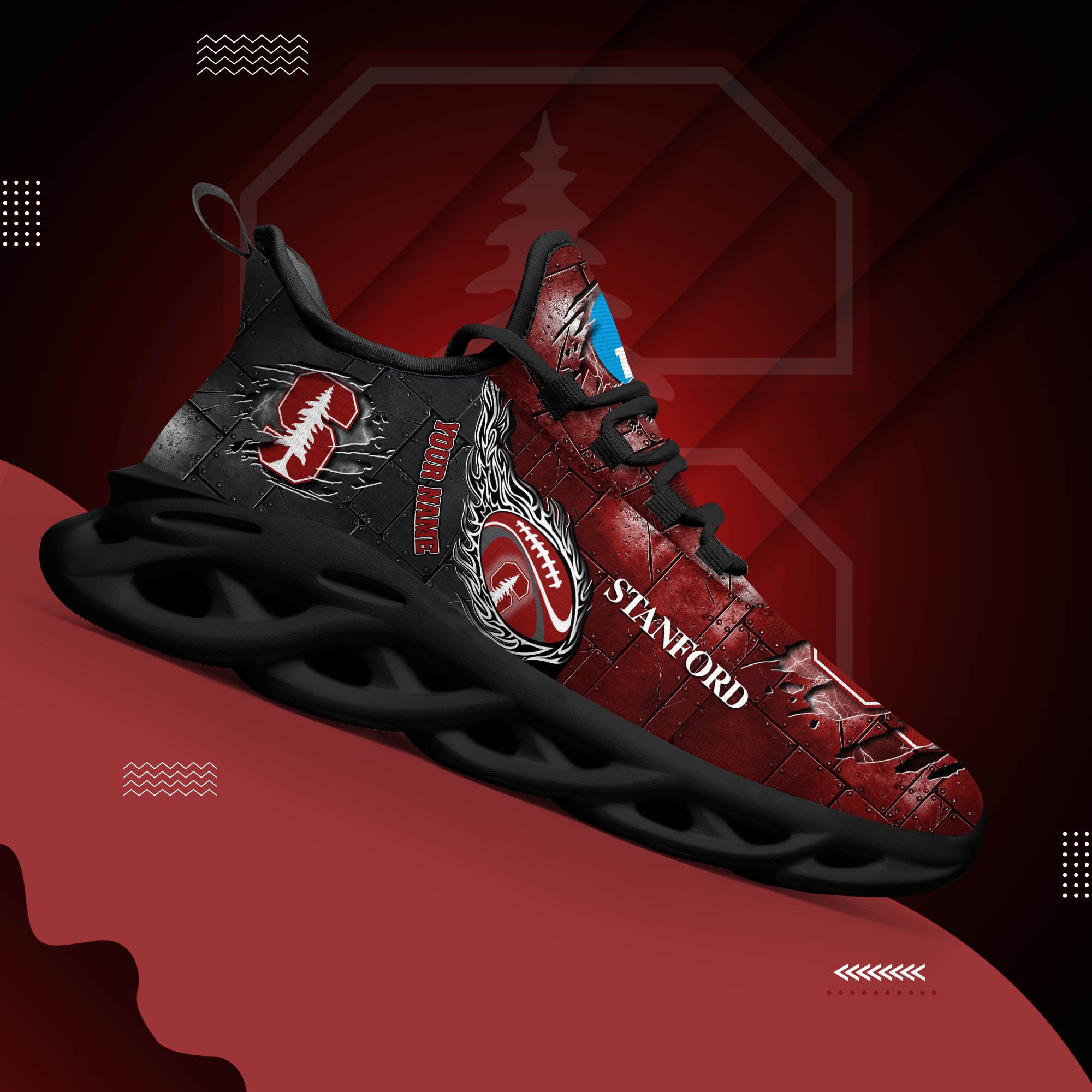 Stanford Cardinal Black Max Soul Shoes 2026 Versions, White Max Soul Shoes Custom Your Name PH879