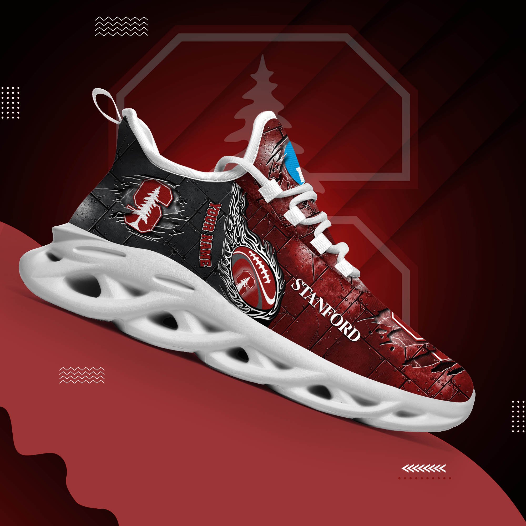 Stanford Cardinal Black Max Soul Shoes 2026 Versions, White Max Soul Shoes Custom Your Name PH879