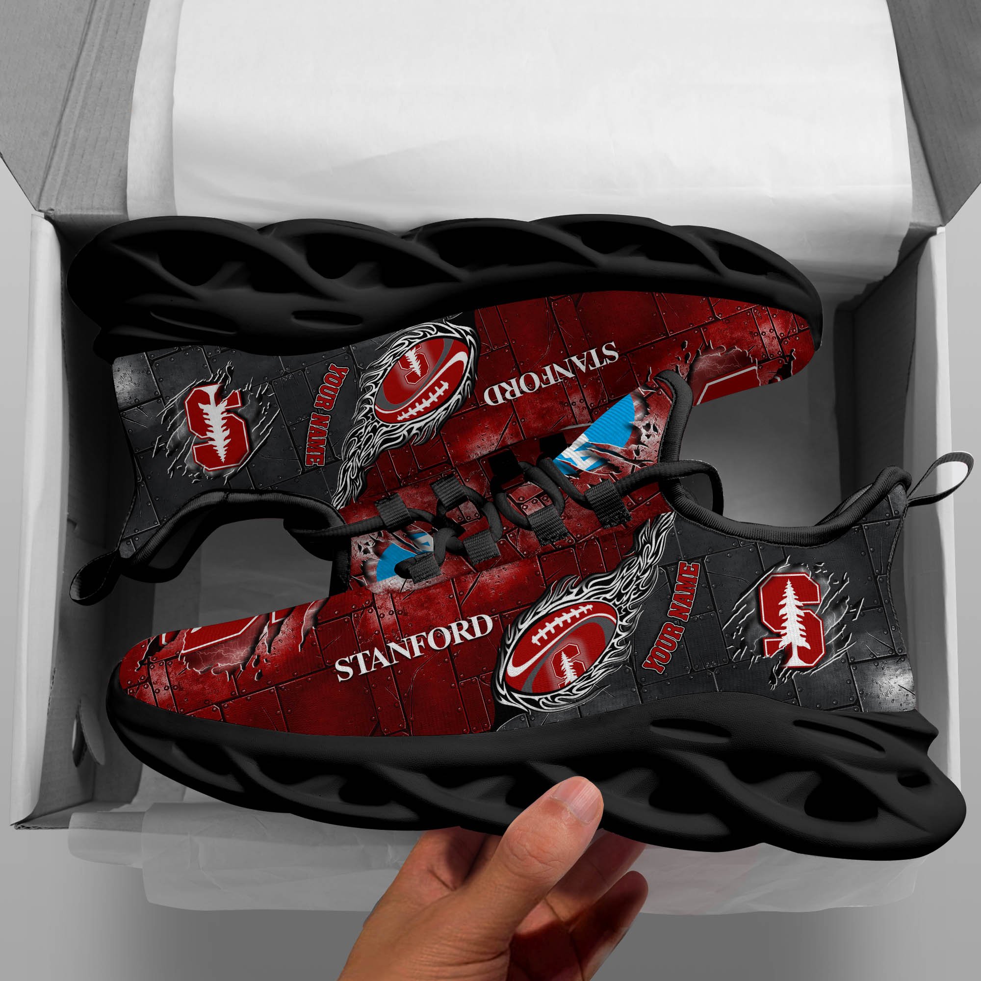 Stanford Cardinal Black Max Soul Shoes 2026 Versions, White Max Soul Shoes Custom Your Name PH879
