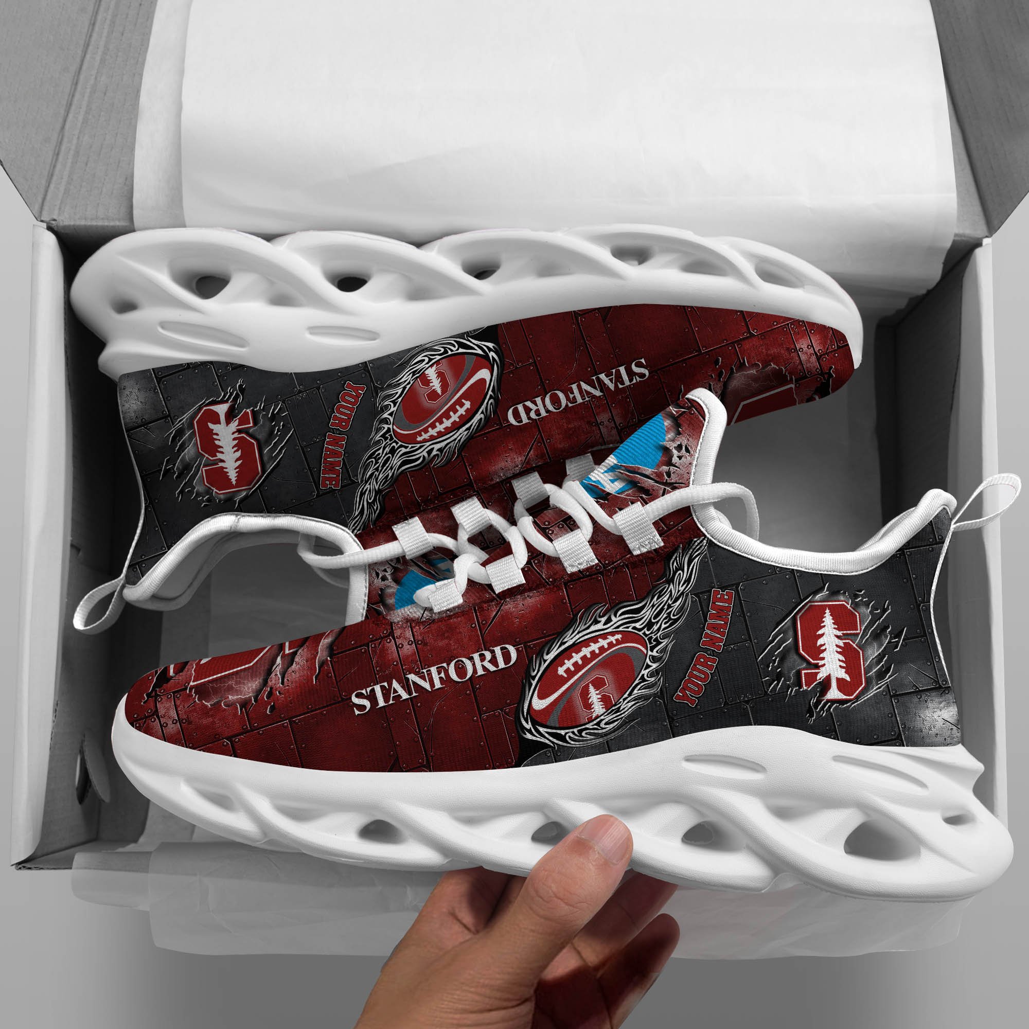Stanford Cardinal Black Max Soul Shoes 2026 Versions, White Max Soul Shoes Custom Your Name PH879