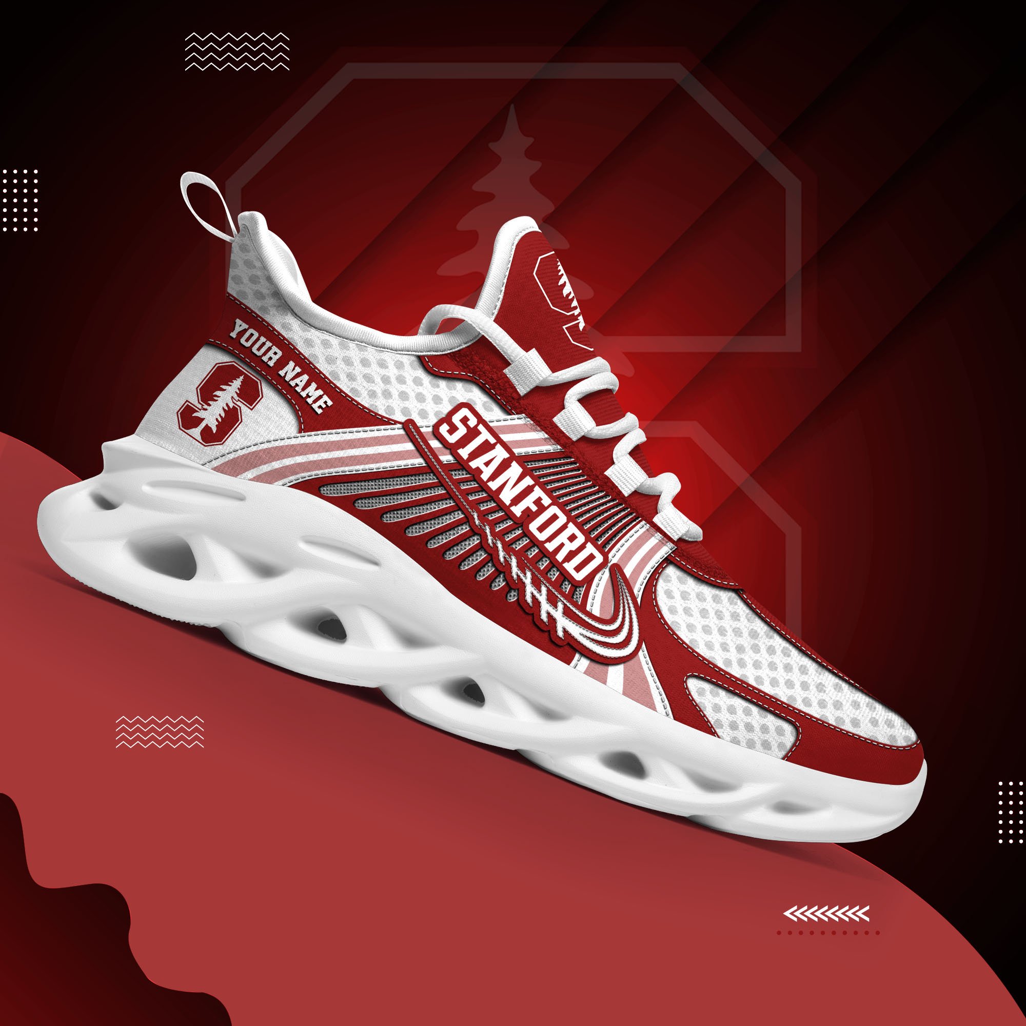 Stanford Cardinal Clunky Sneakers Custom Your Name, Sport Sneakers, Sport Gifts For Fan, Gifts For Him