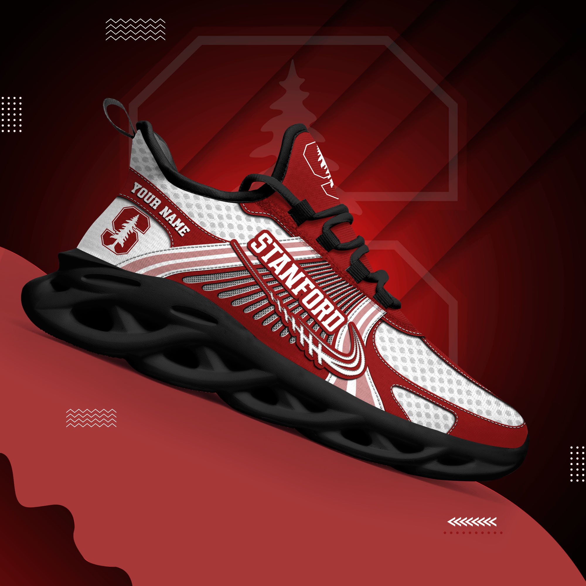 Stanford Cardinal Clunky Sneakers Custom Your Name, Sport Sneakers, Sport Gifts For Fan, Gifts For Him