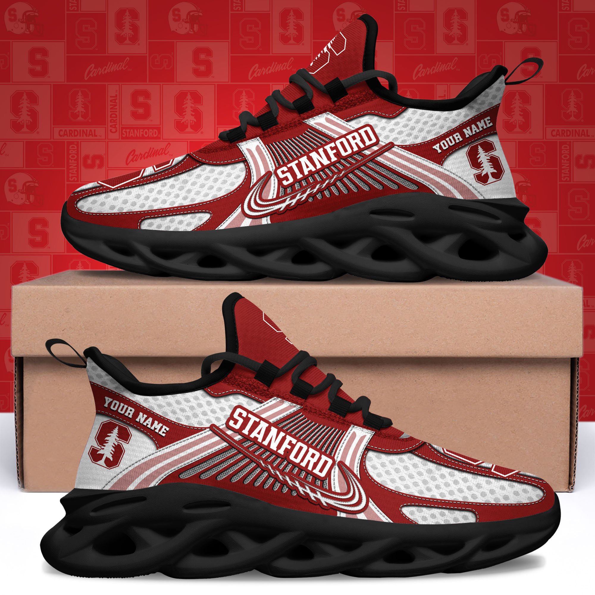 Stanford Cardinal Clunky Sneakers Custom Your Name, Sport Sneakers, Sport Gifts For Fan, Gifts For Him