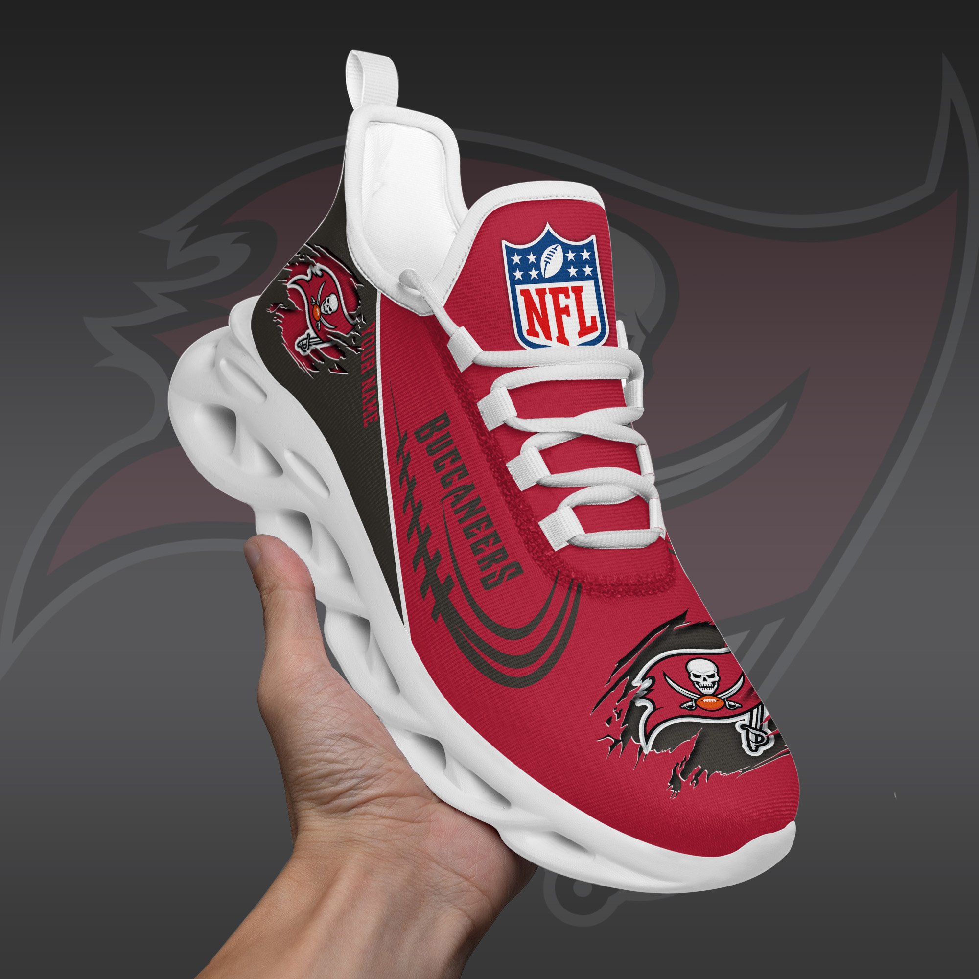 Tampa Bay Buccaneers Black Max Soul Shoes 2026 Versions Custom Name 003