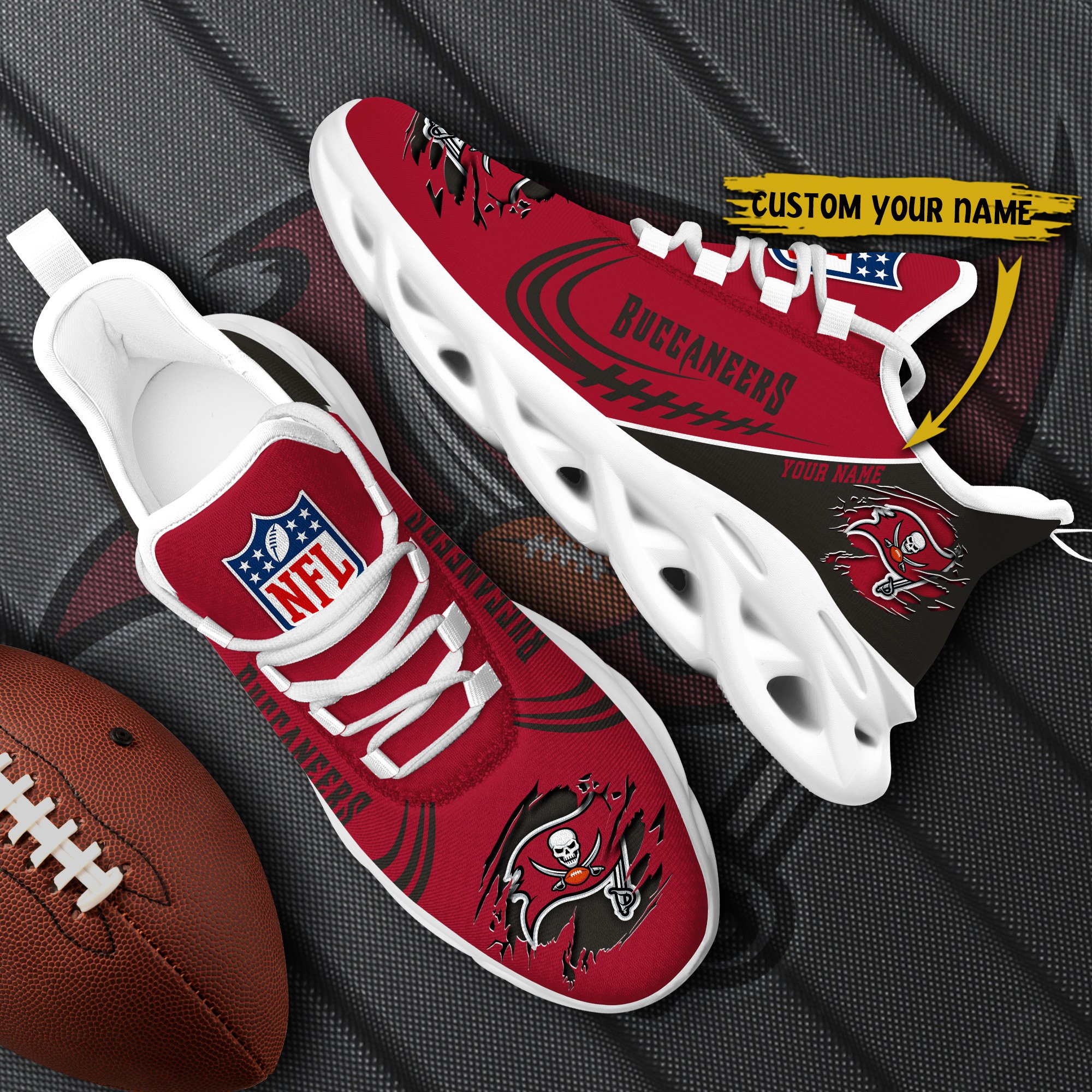 Tampa Bay Buccaneers Black Max Soul Shoes 2026 Versions Custom Name 003
