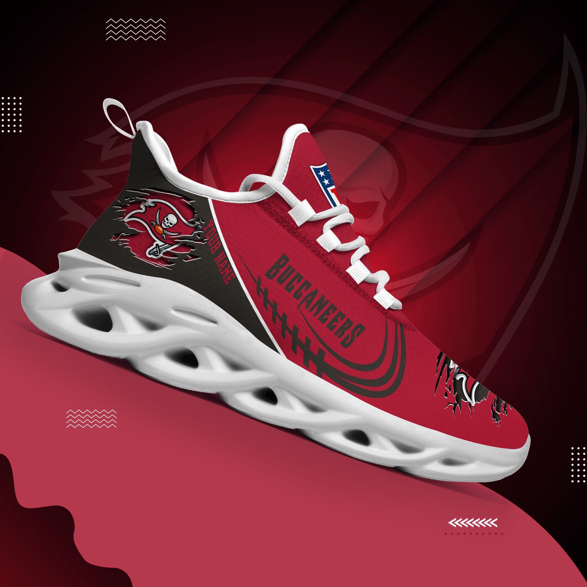 Tampa Bay Buccaneers Black Max Soul Shoes 2026 Versions Custom Name 003
