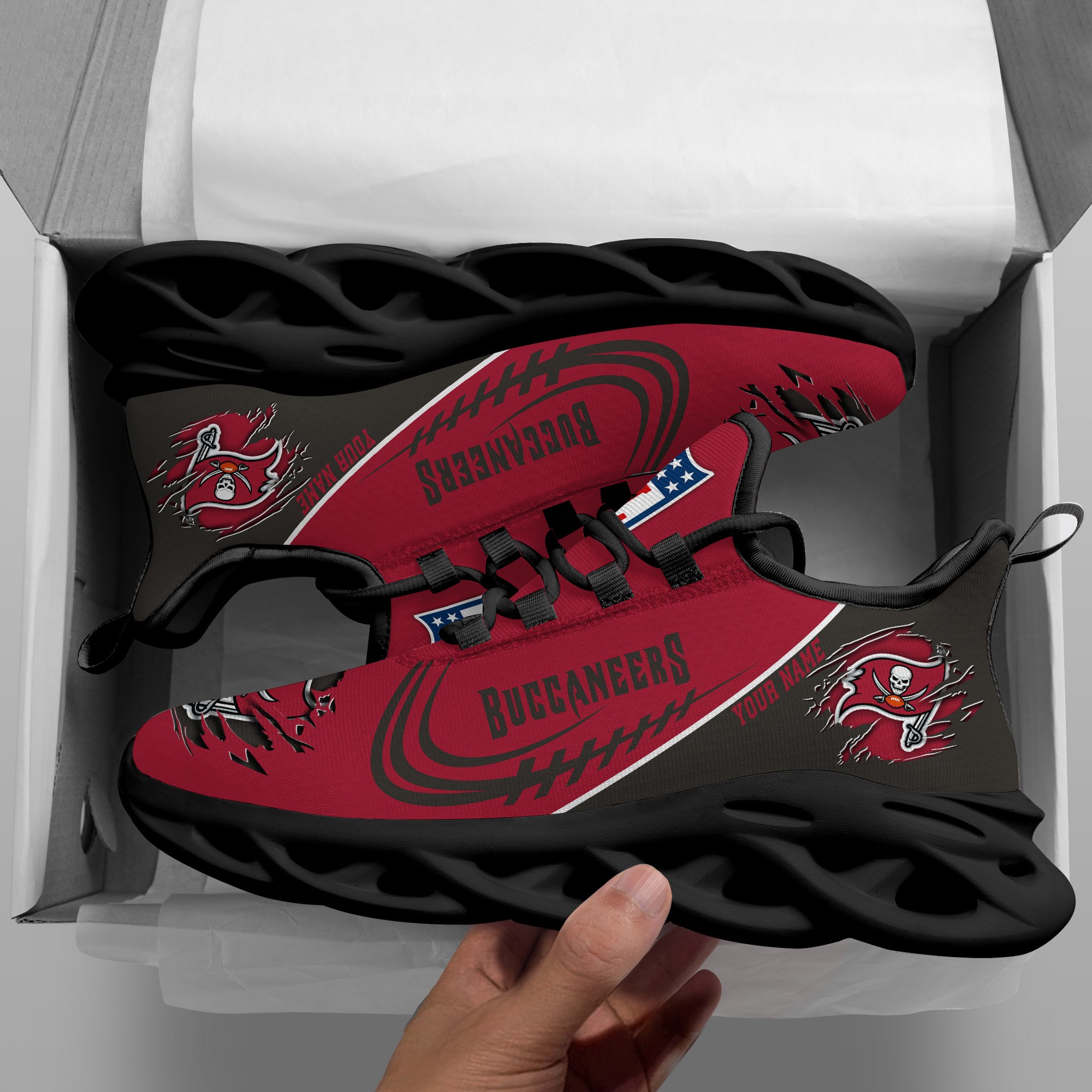 Tampa Bay Buccaneers Black Max Soul Shoes 2026 Versions Custom Name 003