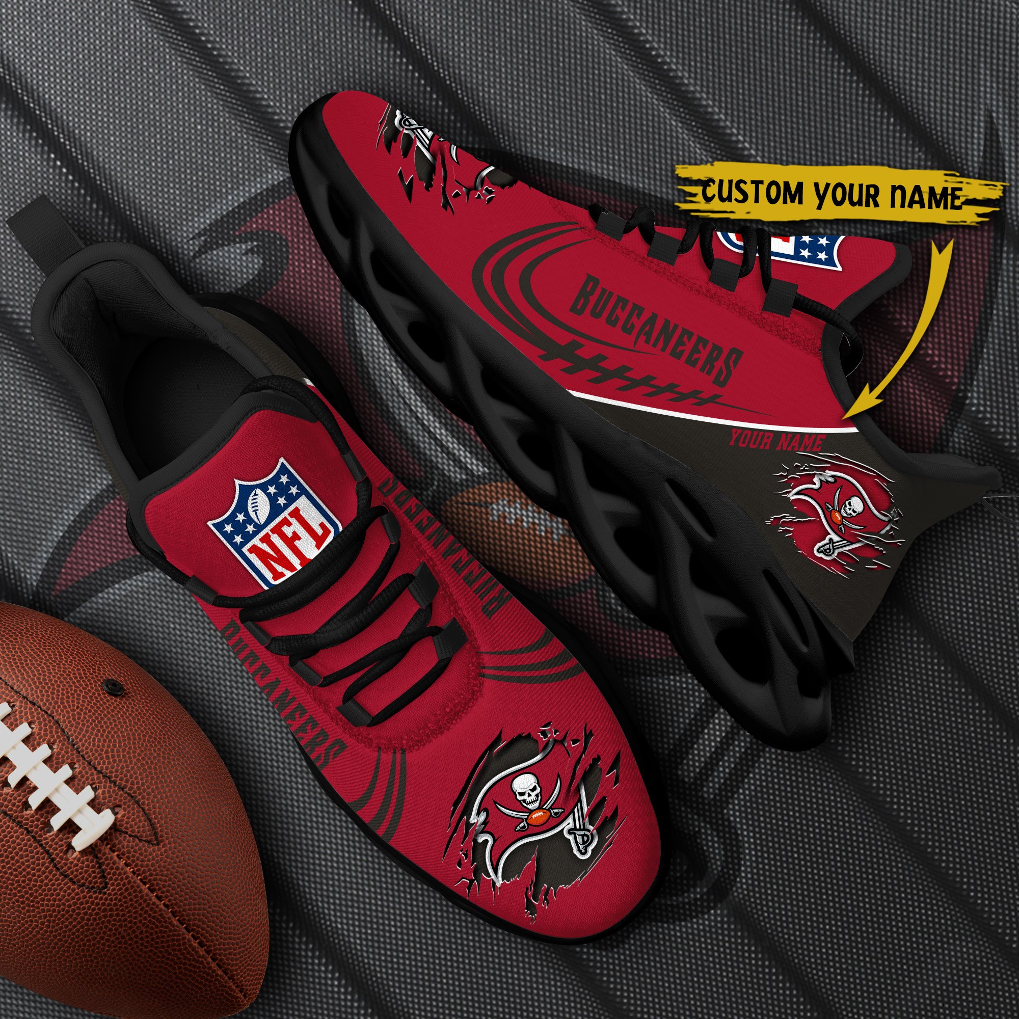 Tampa Bay Buccaneers Black Max Soul Shoes 2026 Versions Custom Name 003