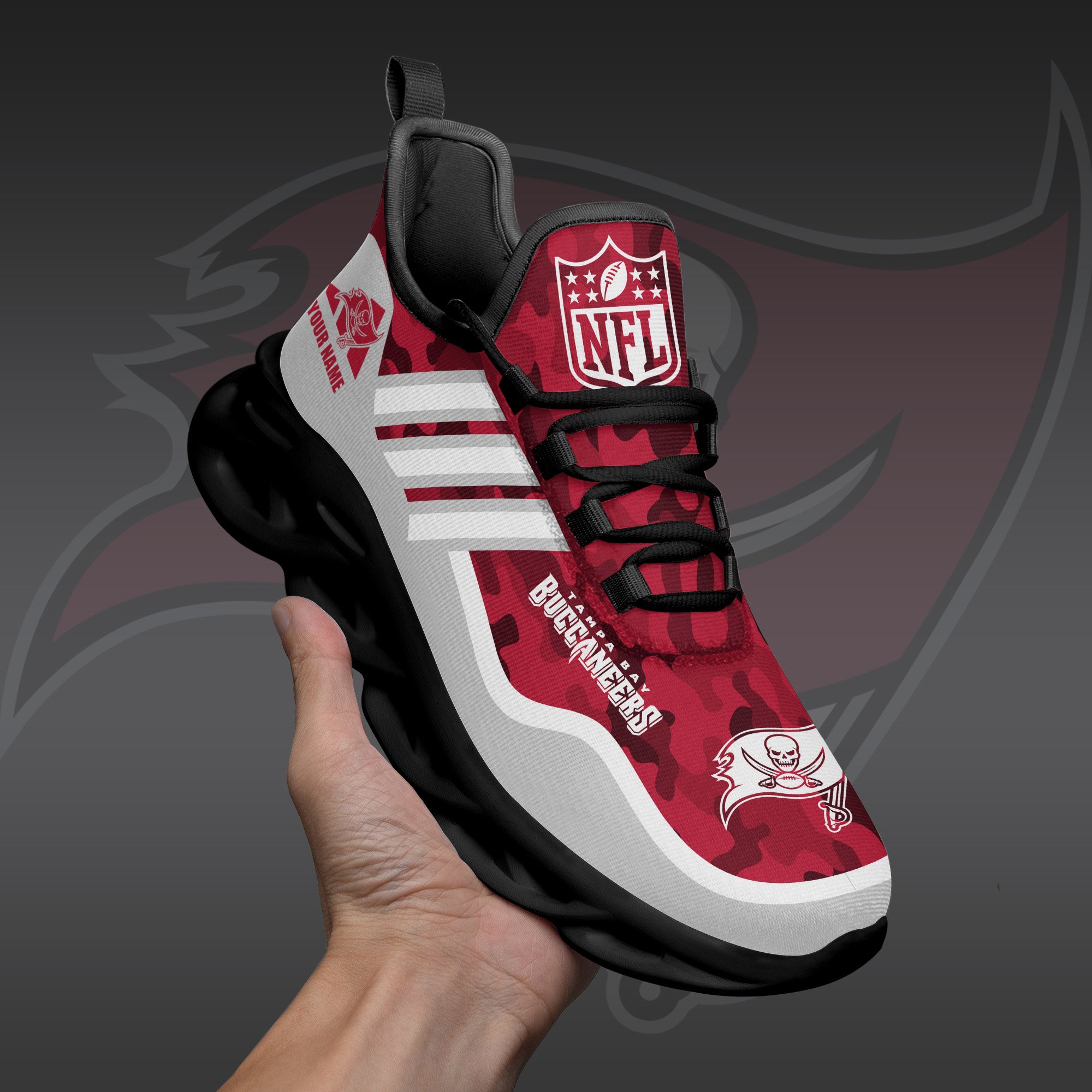 Tampa Bay Buccaneers Black Max Soul Shoes 2026 Versions Custom Name 430