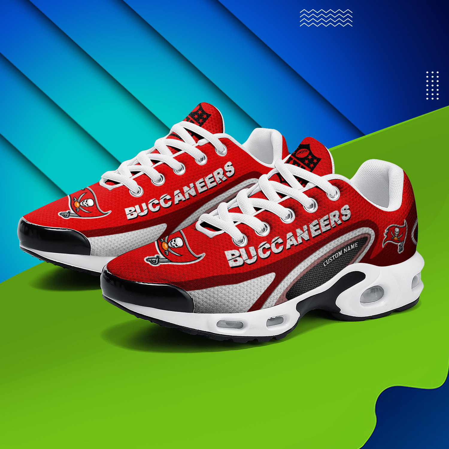 Tampa Bay Buccaneers Personalized Name Team Logo Mix Colors Oval Line TN Air Max Shoes Air Cushion Sneakers