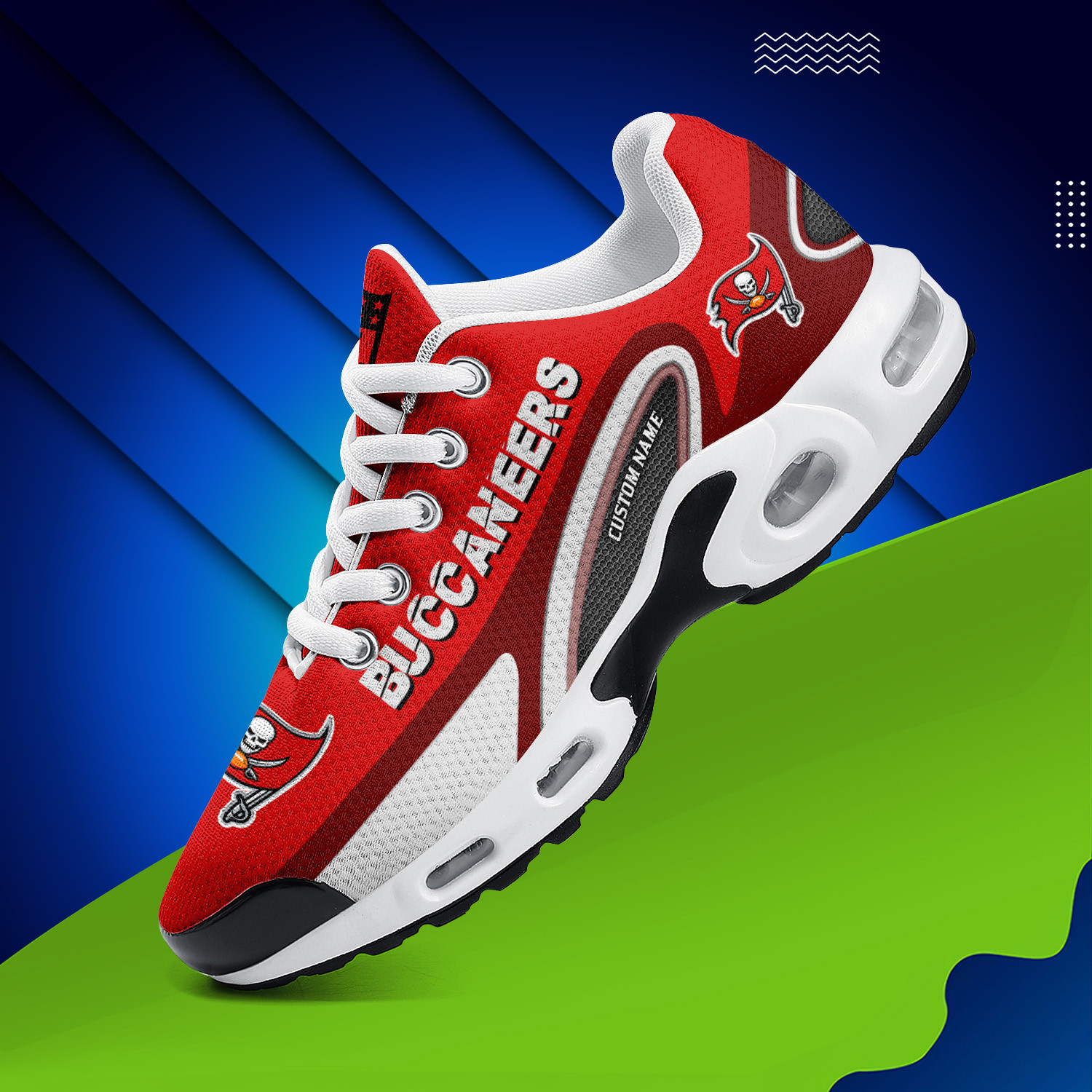 Tampa Bay Buccaneers Personalized Name Team Logo Mix Colors Oval Line TN Air Max Shoes Air Cushion Sneakers
