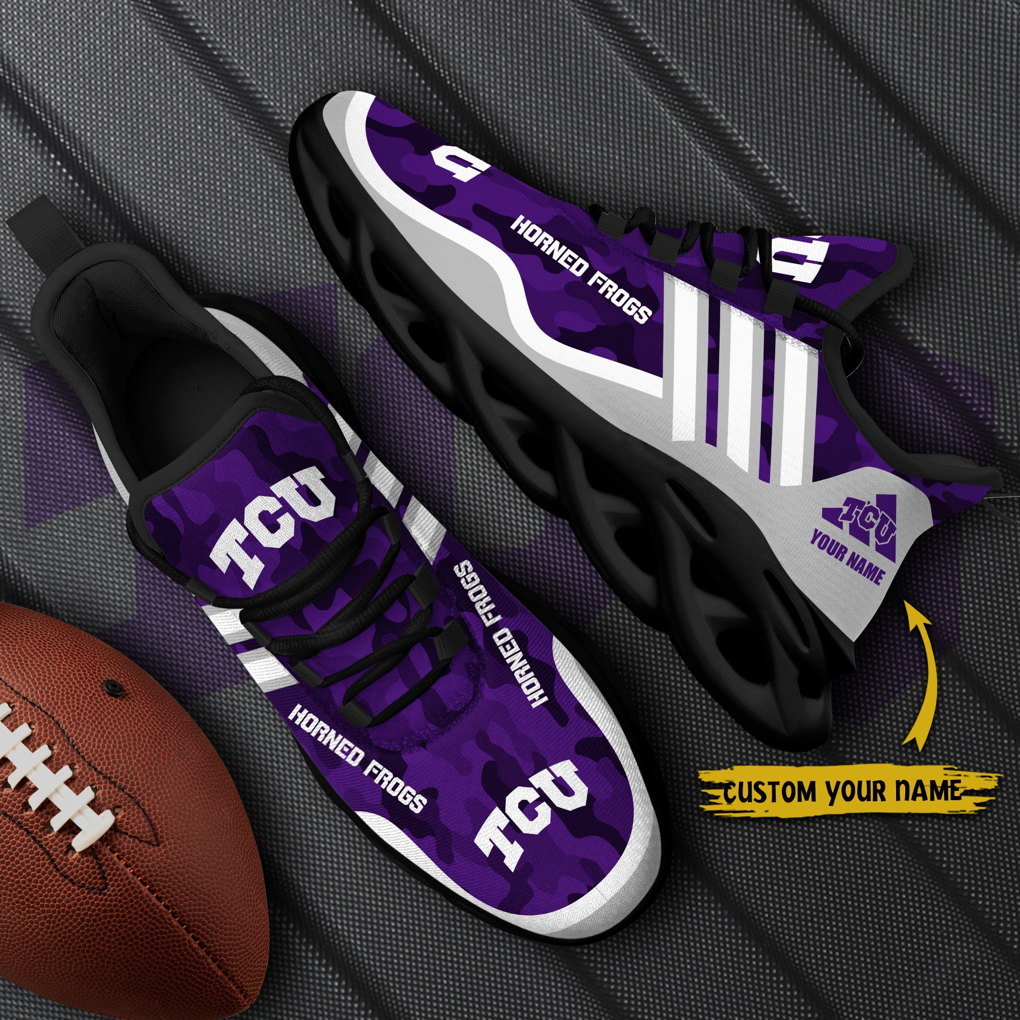 TCU Horned Frogs Black Max Soul Shoes 2026 Versions Custom Name 466
