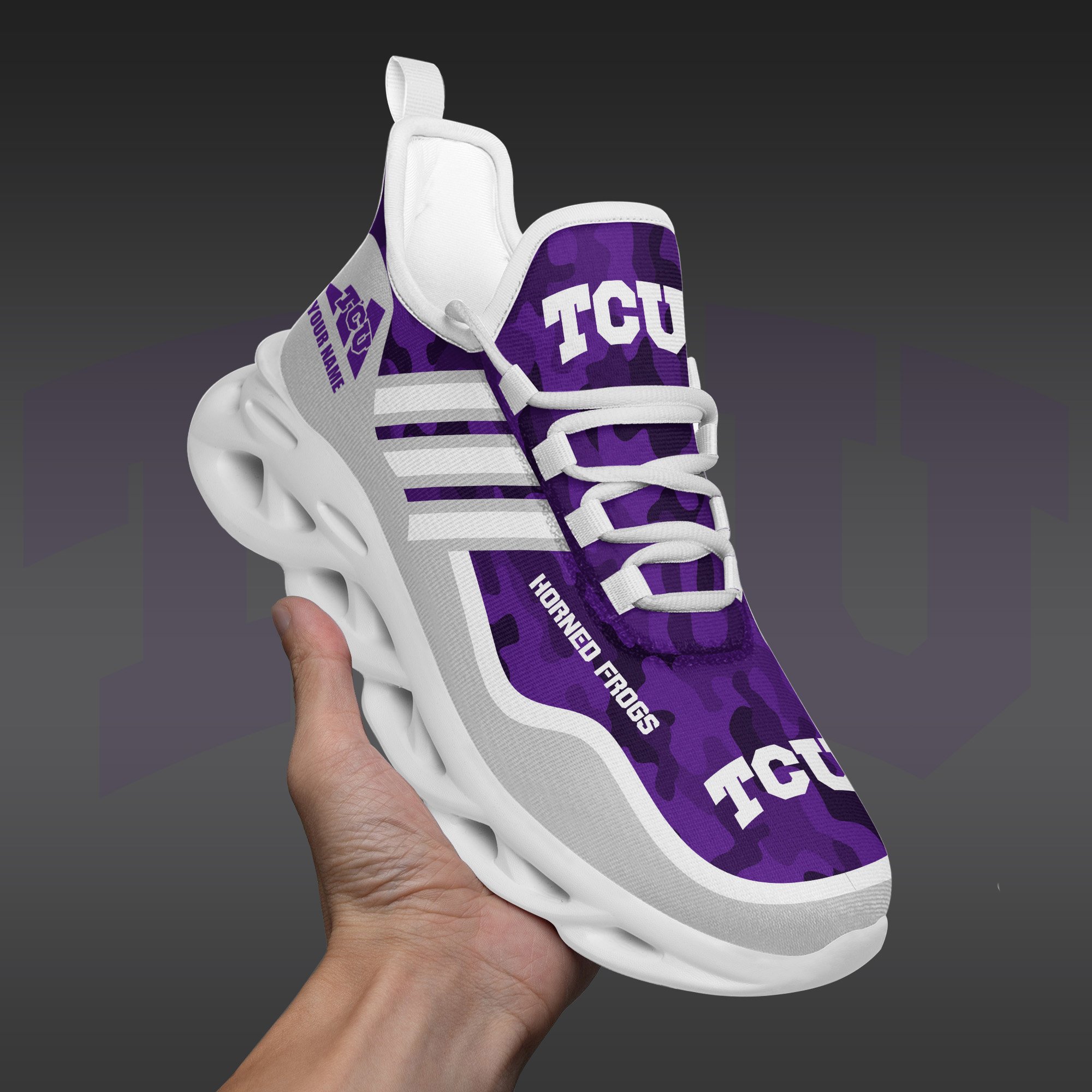TCU Horned Frogs Black Max Soul Shoes 2026 Versions Custom Name 466
