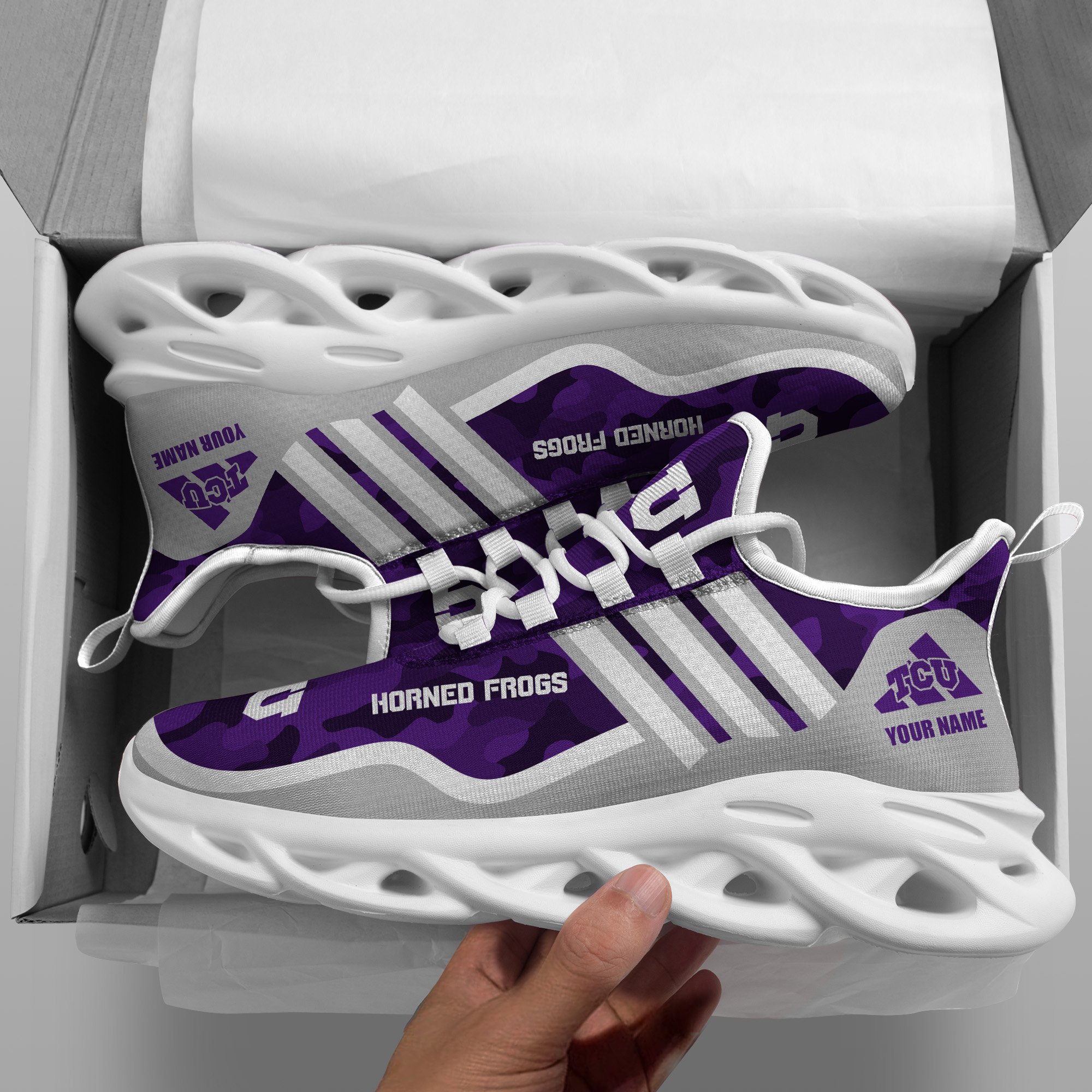 TCU Horned Frogs Black Max Soul Shoes 2026 Versions Custom Name 466