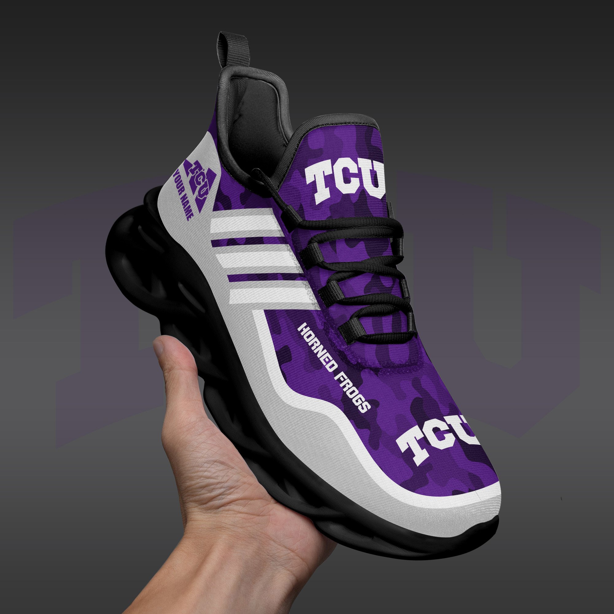 TCU Horned Frogs Black Max Soul Shoes 2026 Versions Custom Name 466