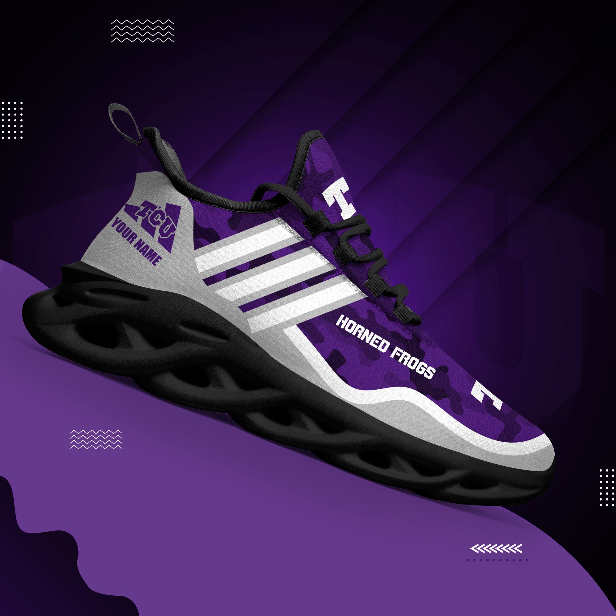 TCU Horned Frogs Black Max Soul Shoes 2026 Versions Custom Name 466