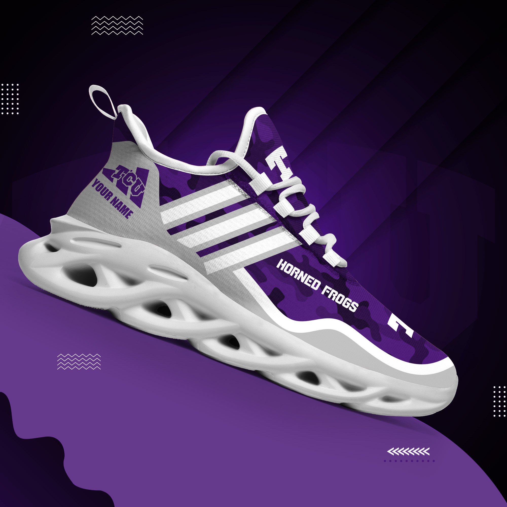 TCU Horned Frogs Black Max Soul Shoes 2026 Versions Custom Name 466