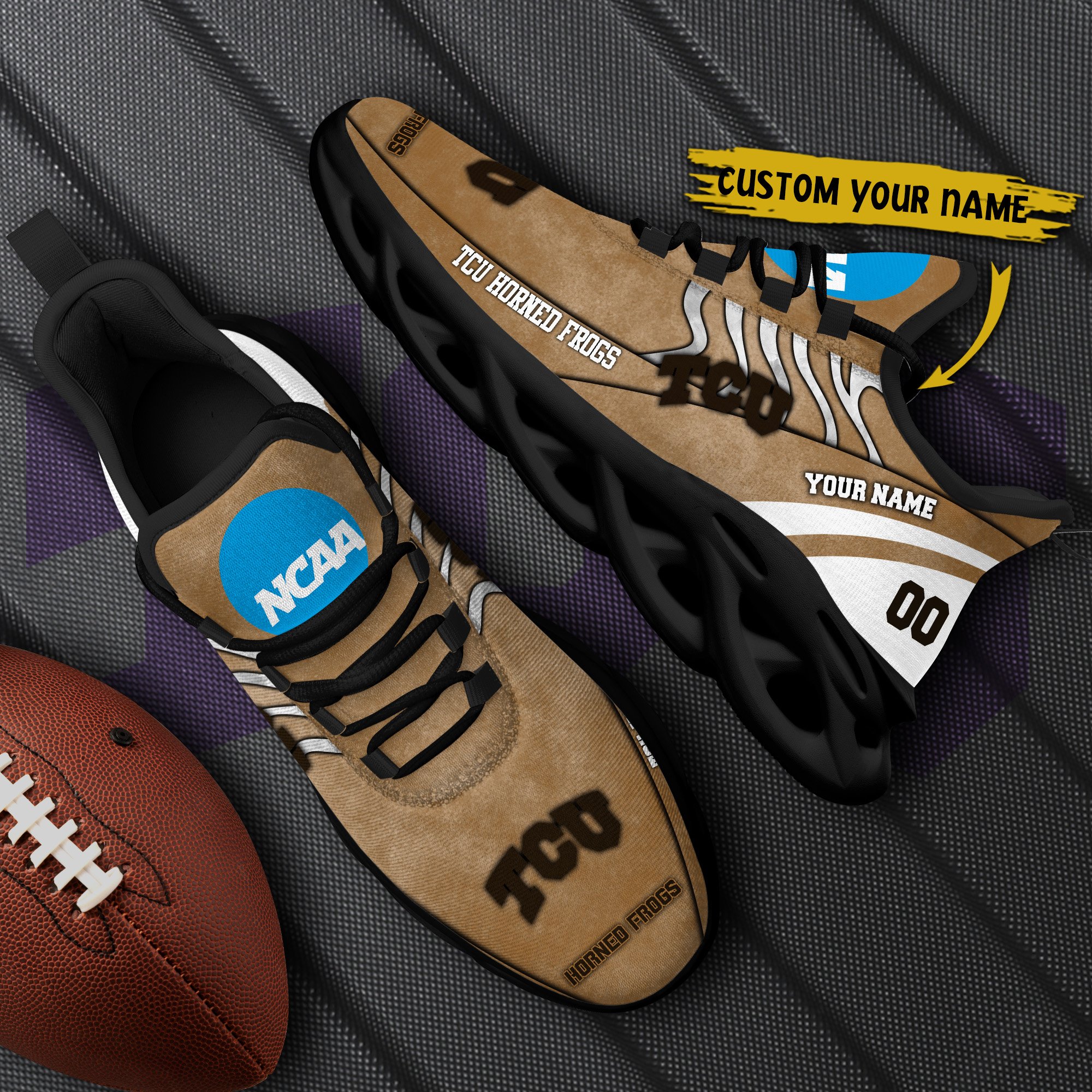 TCU Horned Frogs Black Max Soul Shoes 2026 Versions Custom Your Name And Number 312