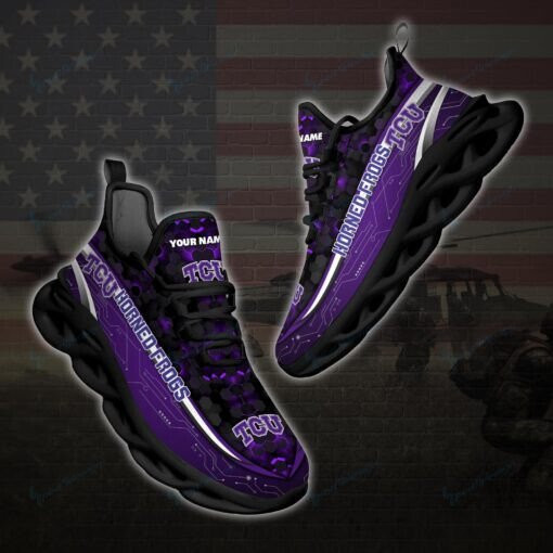 TCU Horned Frogs Personalized Max Soul YZ Running Sneakers 106