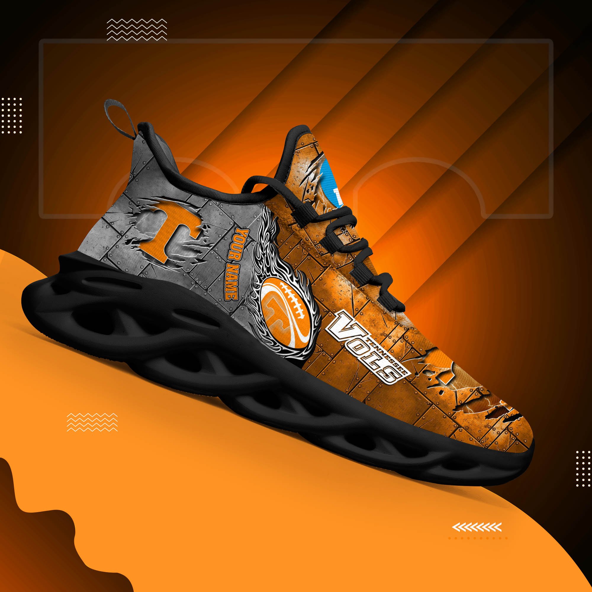 Tennessee Volunteers Black Max Soul Shoes 2026 Versions, White Max Soul Shoes Custom Your Name PH879
