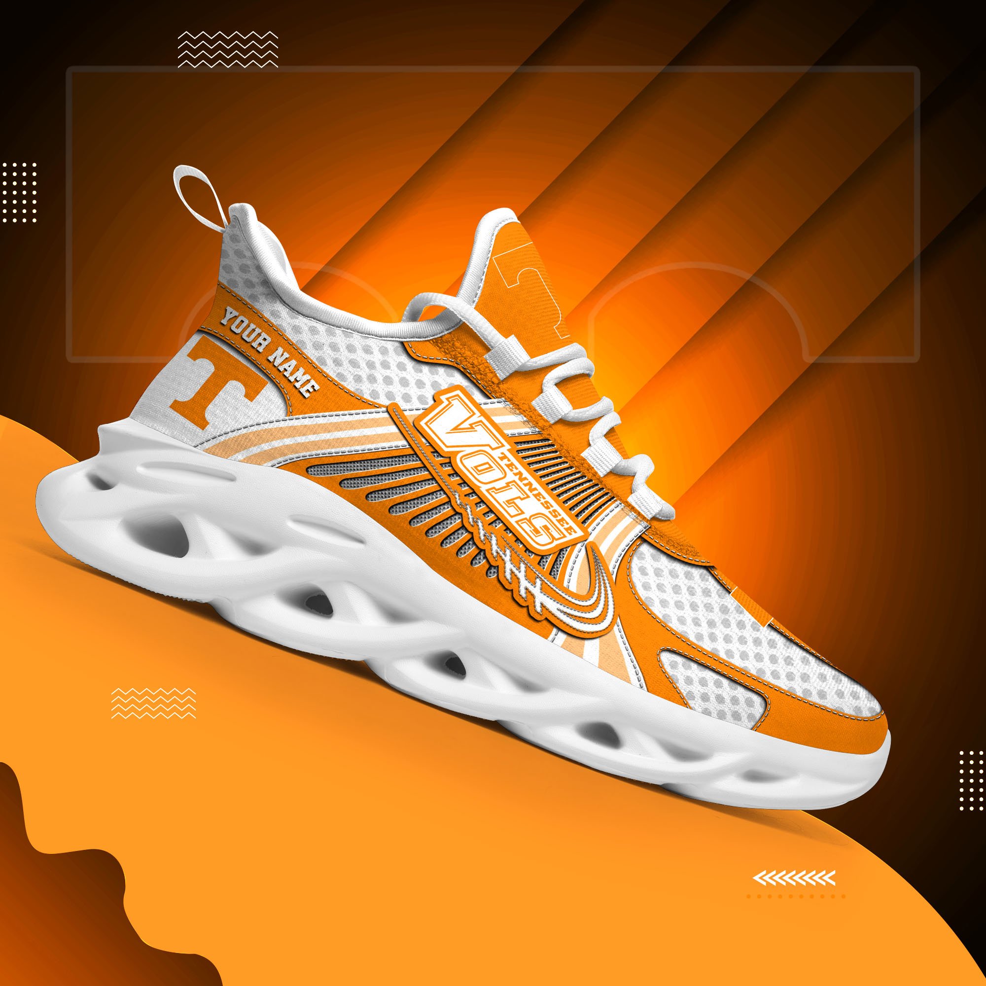 Tennessee Volunteers Clunky Sneakers Custom Your Name, Sport Sneakers, Sport Gifts For Fan, Gifts For Him