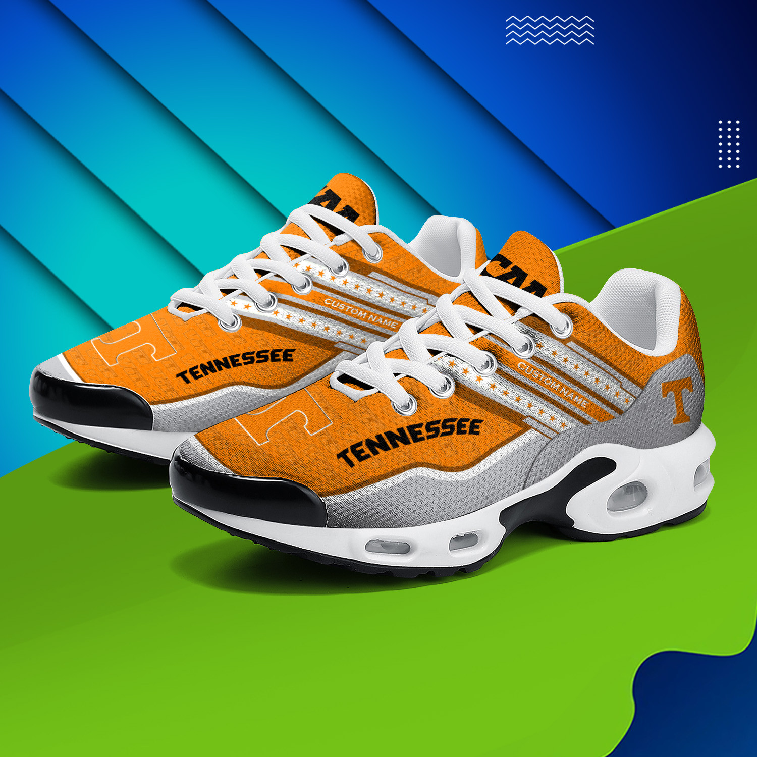 Tennessee Volunteers Personalized Name Team Logo Mix Colors Star Line TN Air Max Shoes Air Cushion Sneakers