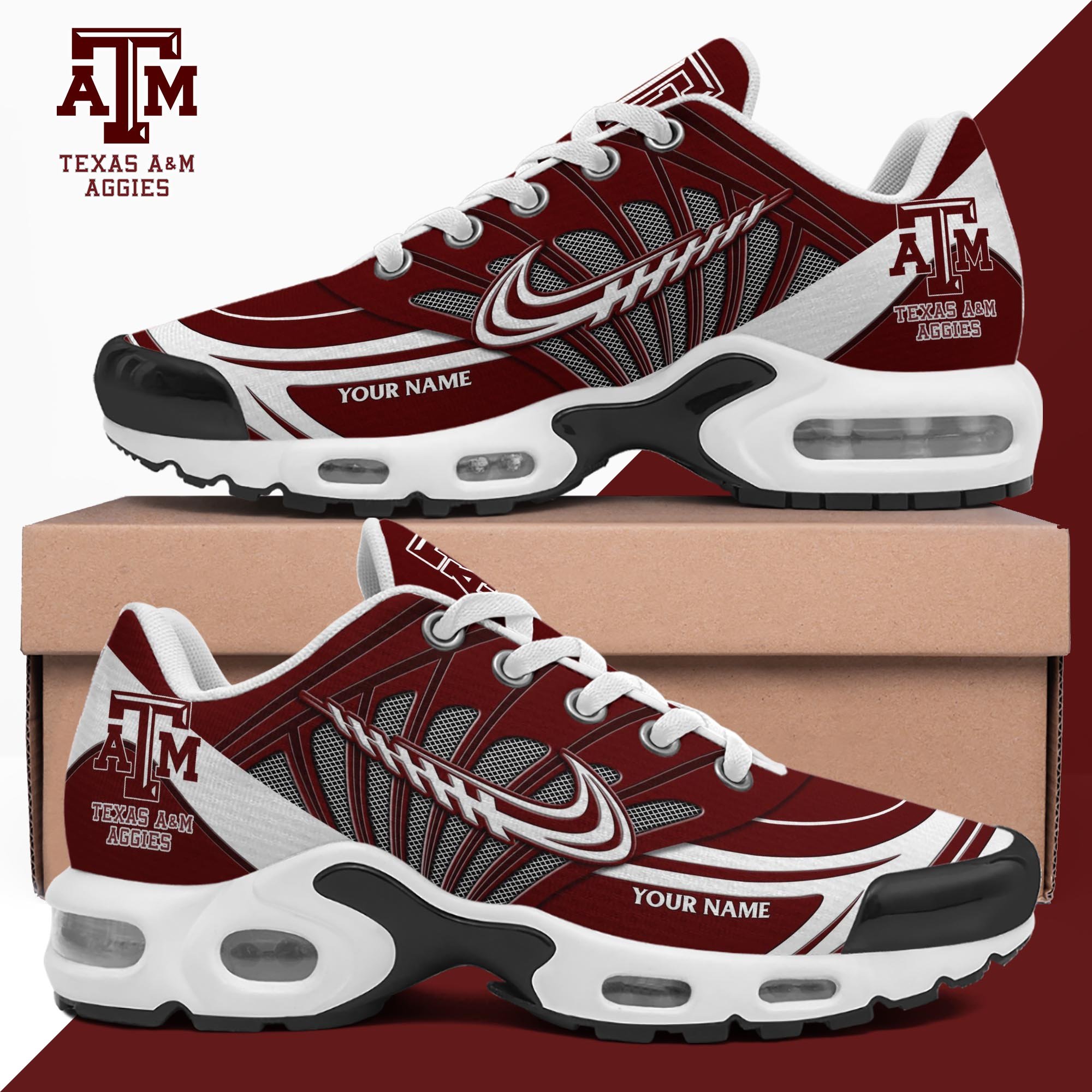Texas A#038M Aggies TN Shoes 2026 Version Custom Name 135