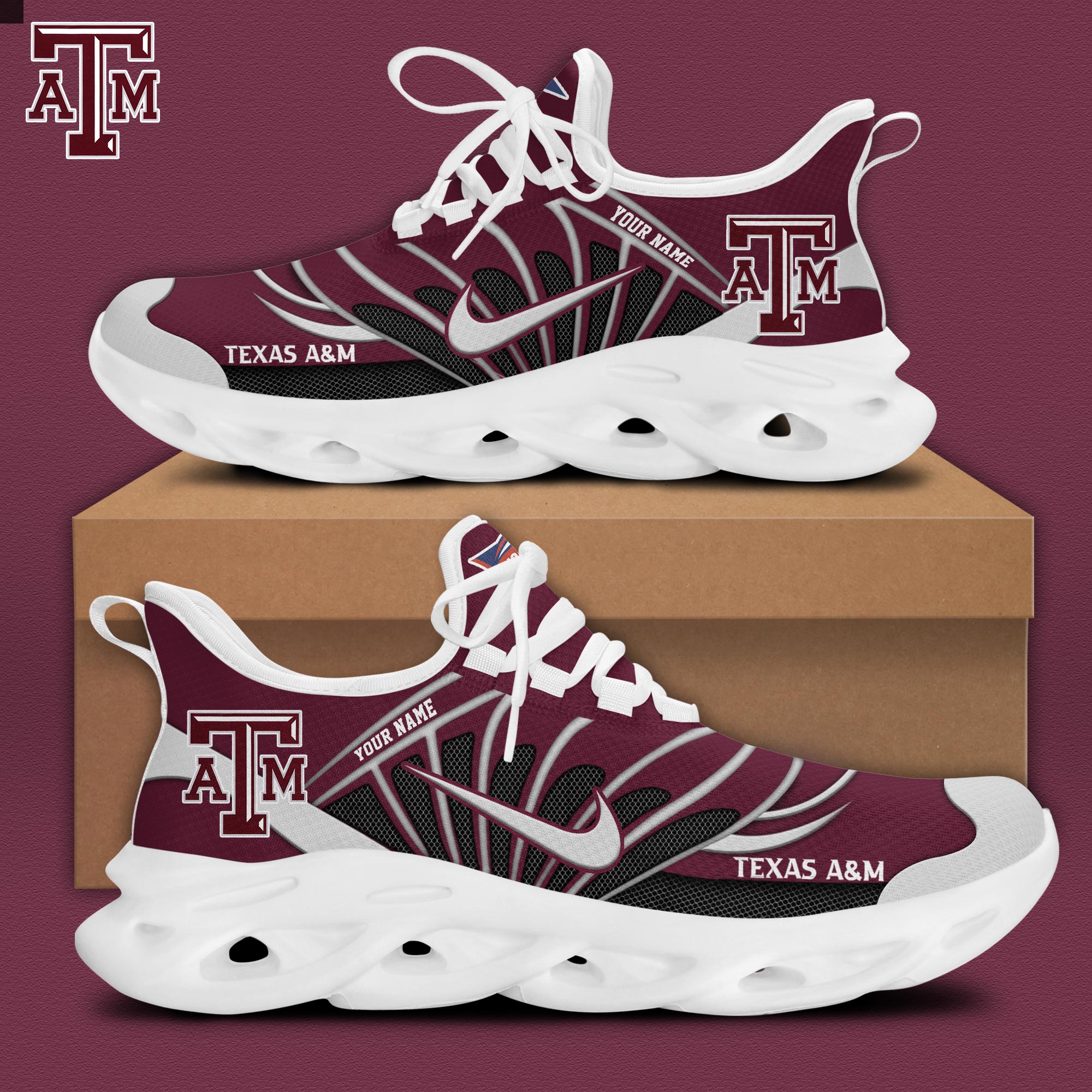 Texas A&M Football Personalized Max Soul Shoes