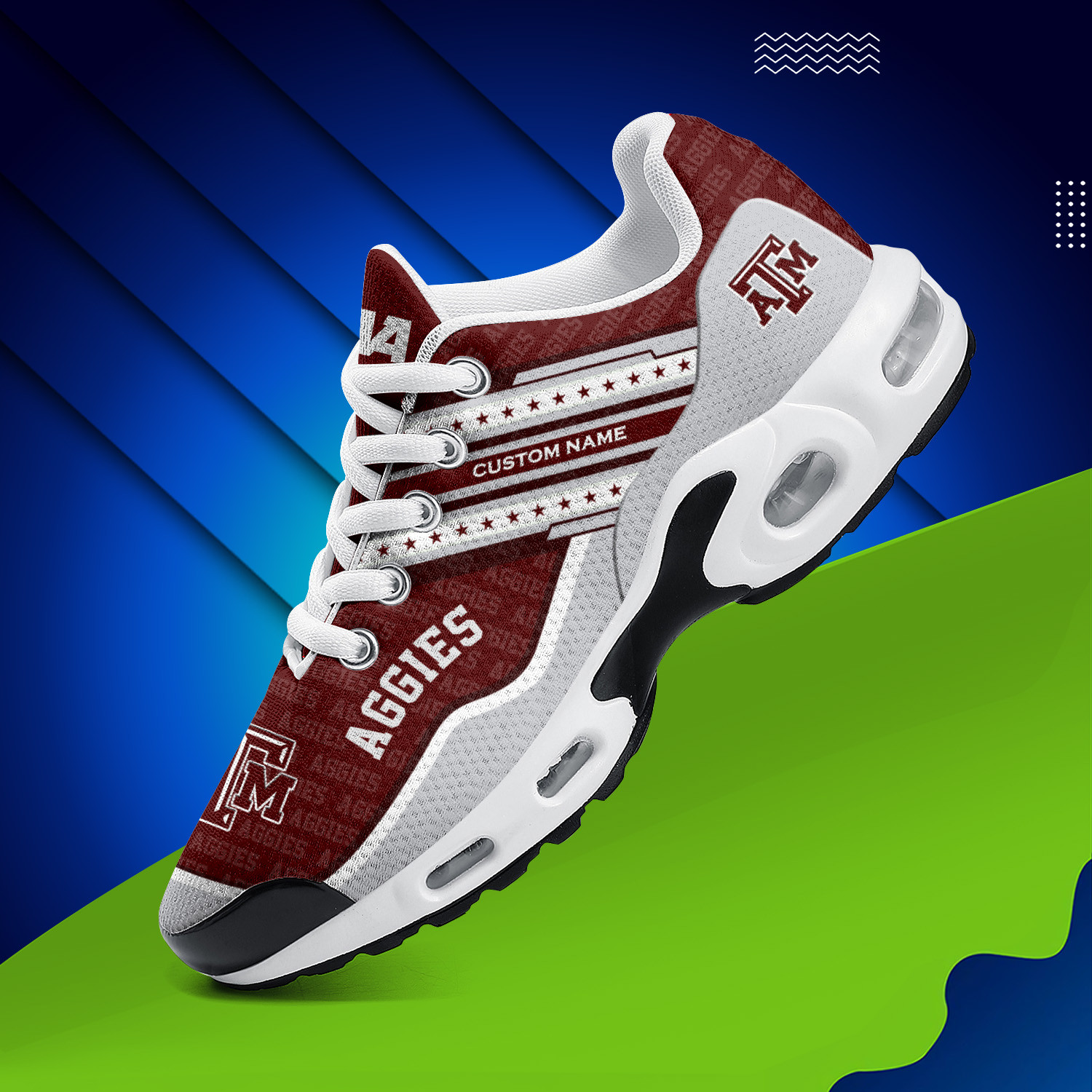 Texas A&M Aggies Personalized Name Team Logo Mix Colors Star Line TN Air Max Shoes Air Cushion Sneakers