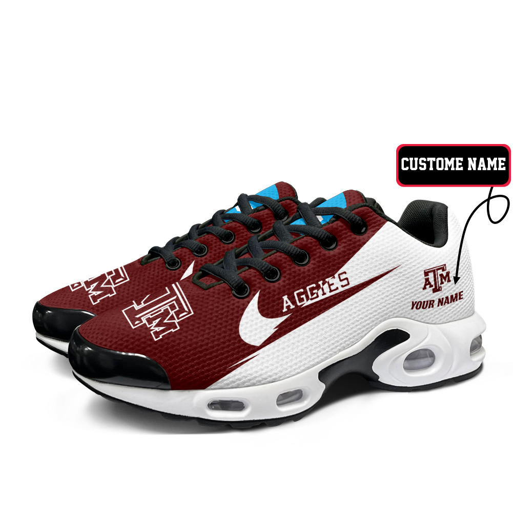 Texas A&M Aggies Personalized Name Team Logo Wings Of God Pattern TN Air Max Shoes Air Cushion Sneakers