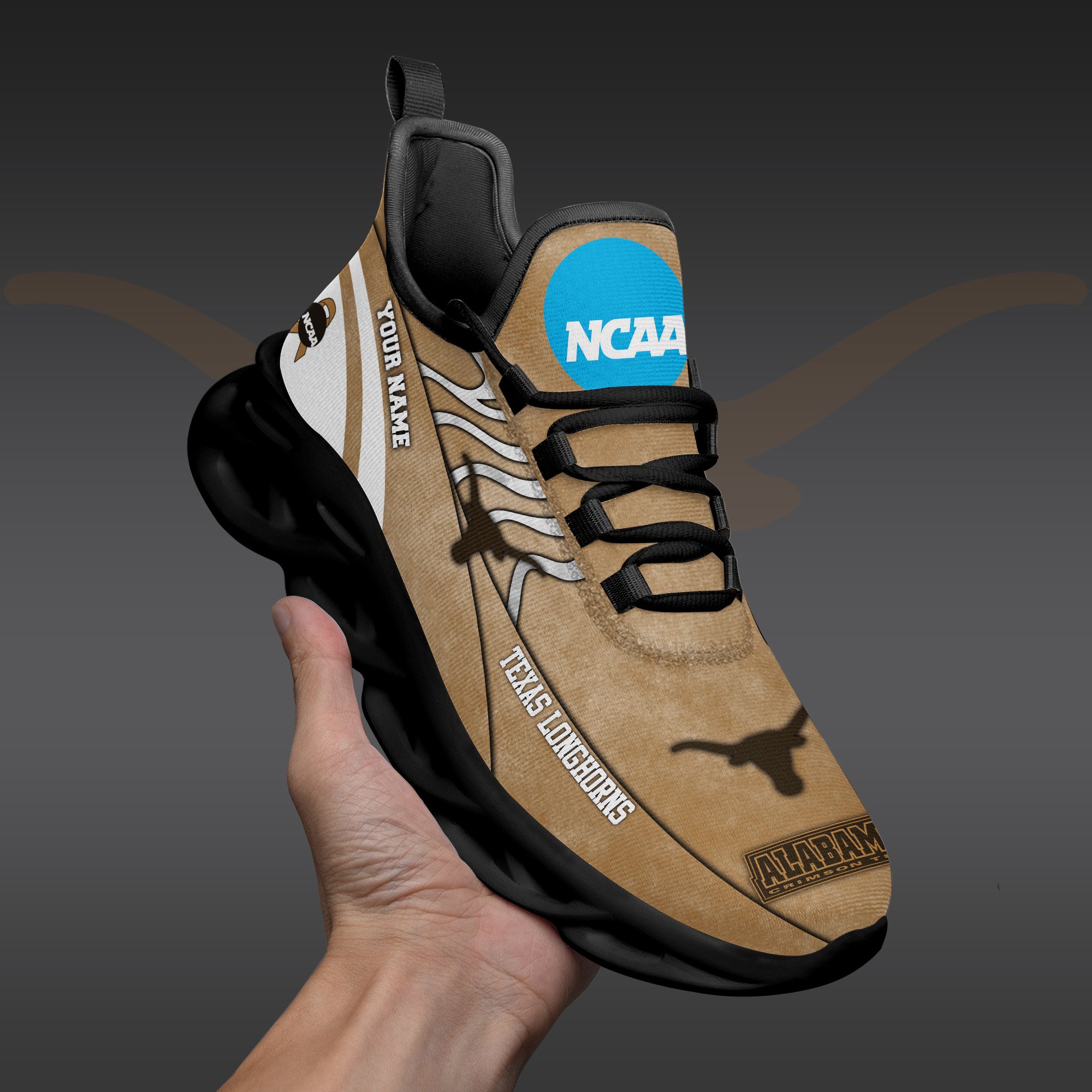 Texas Longhorns Black Max Soul Shoes 2026 Versions Custom Your Name And Number 312
