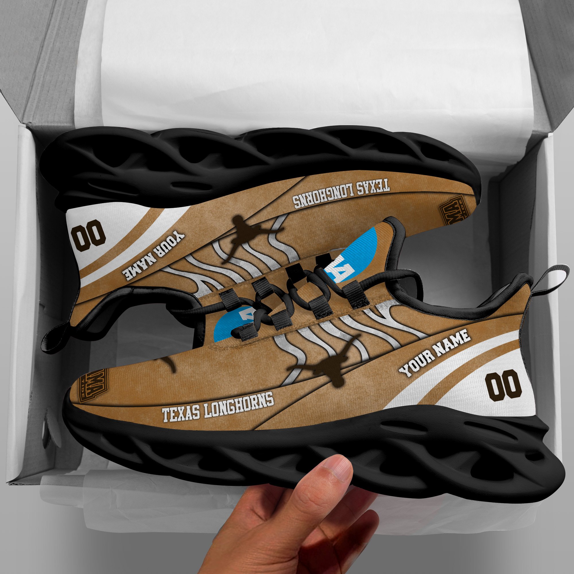 Texas Longhorns Black Max Soul Shoes 2026 Versions Custom Your Name And Number 312
