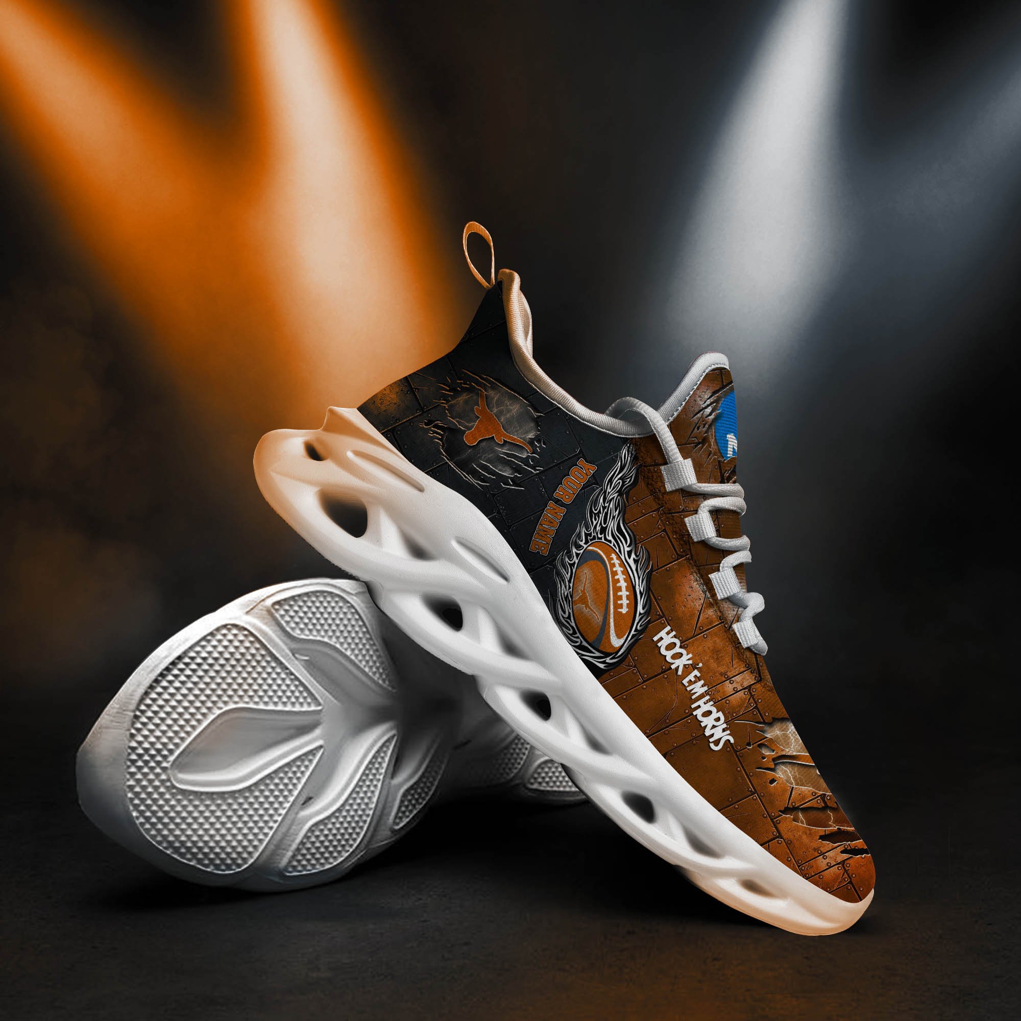Texas Longhorns Black Max Soul Shoes 2026 Versions, White Max Soul Shoes Custom Your Name PH879