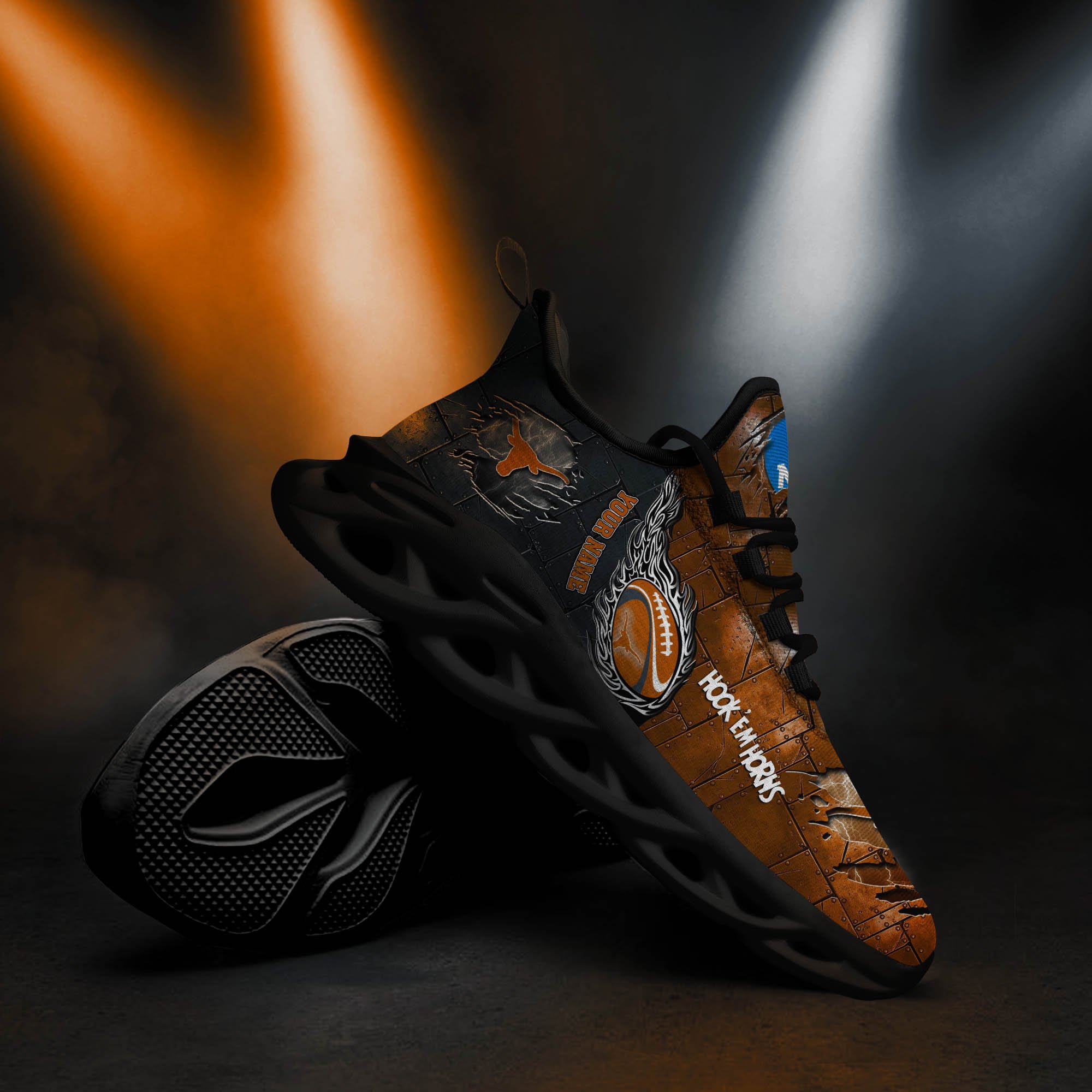 Texas Longhorns Black Max Soul Shoes 2026 Versions, White Max Soul Shoes Custom Your Name PH879